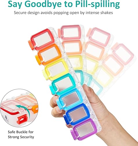 Miniatura 7 de Fullicon - Pastillero semanal de 7 días, ultra humedad y a prueba de derrames, pastillero diario grande con hebilla segura, contenedor compacto de
