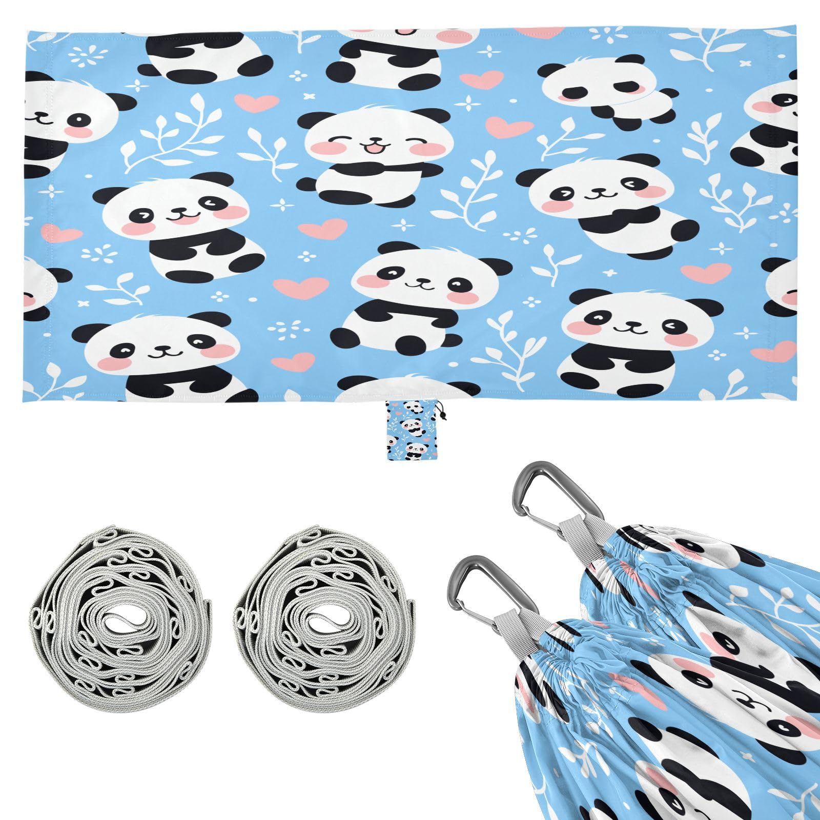 ATTX Cute Cartoon Panda Camping Hammock - Lightweight & Portable Hammocks, Heavy Duty 330lbs Capacity for Indoor, Hiking, Backpacking, Travel, Backyard, Beach#113