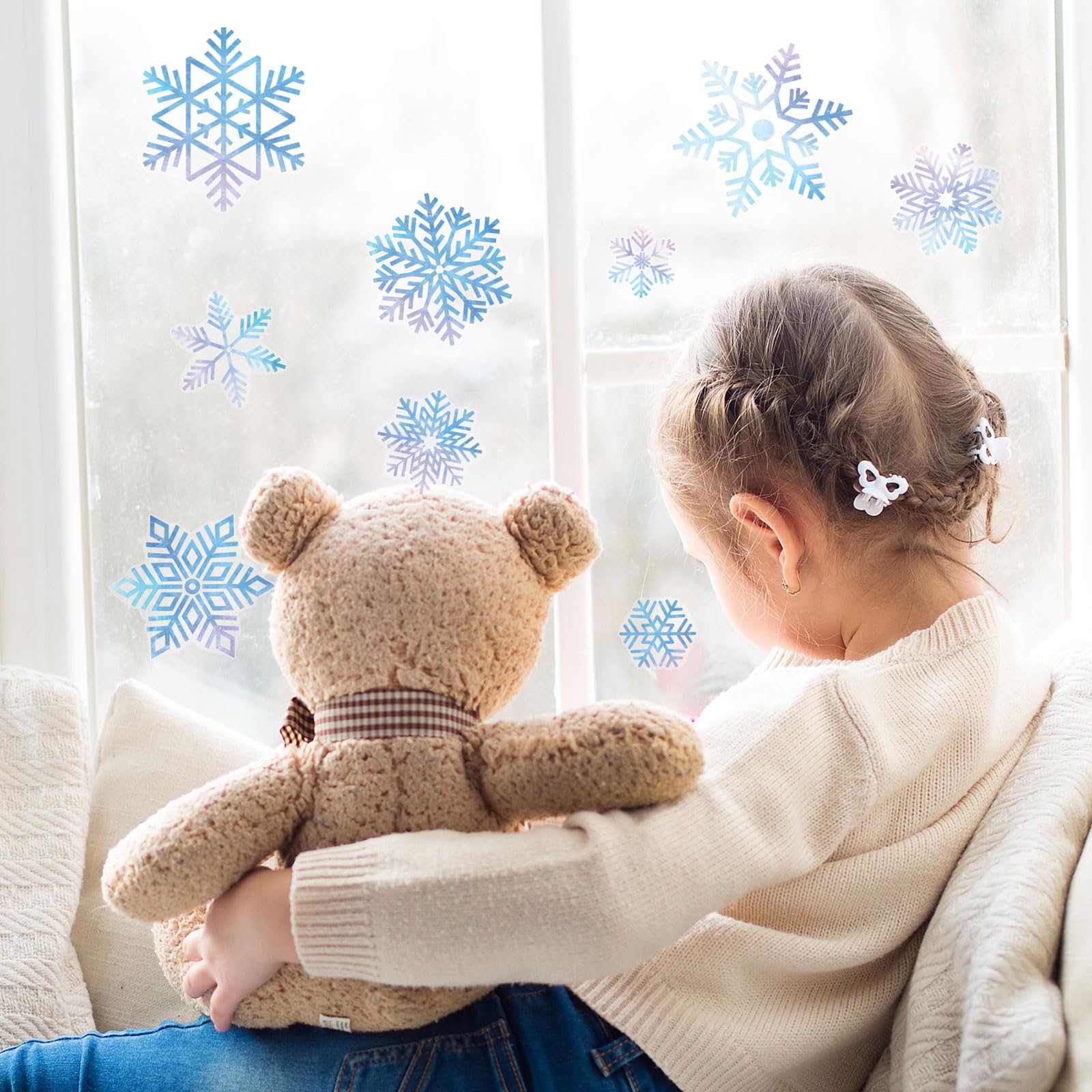 Stickerscape Purple Snowflakes Snowflake Christmas Window Stickers ( - 3 Sheets) | Christmas Window Decorations To Create A Winter Themed Display | Reusable, Re-Positionable And Cleanly Removable