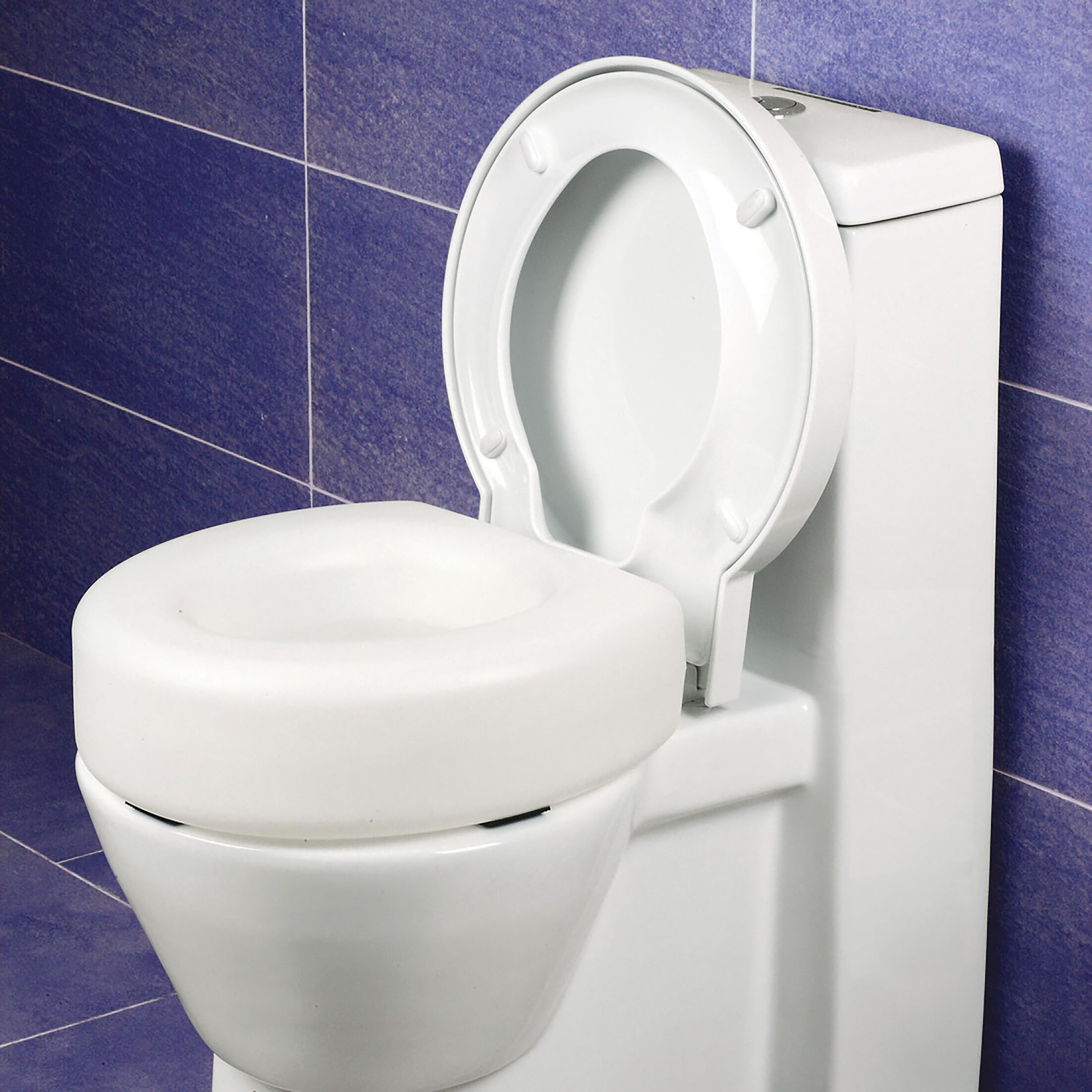 MSV WC Sitzerhöhung Toilettensitzerhöhung Toilettenaufsatz Toilettensitz 100kg belastbar, Weiß