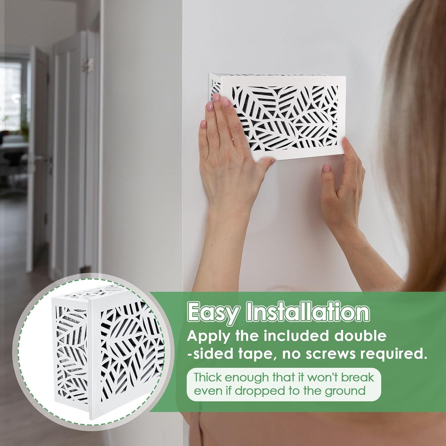 Saillong Doorbell Chime Cover Box Only, Upgrade Thickness Wooden Doorbell Cover Plate Inside House, Decorative Door Bell Box for Indoor/outdoor Home Wall, Easy to Install (White)