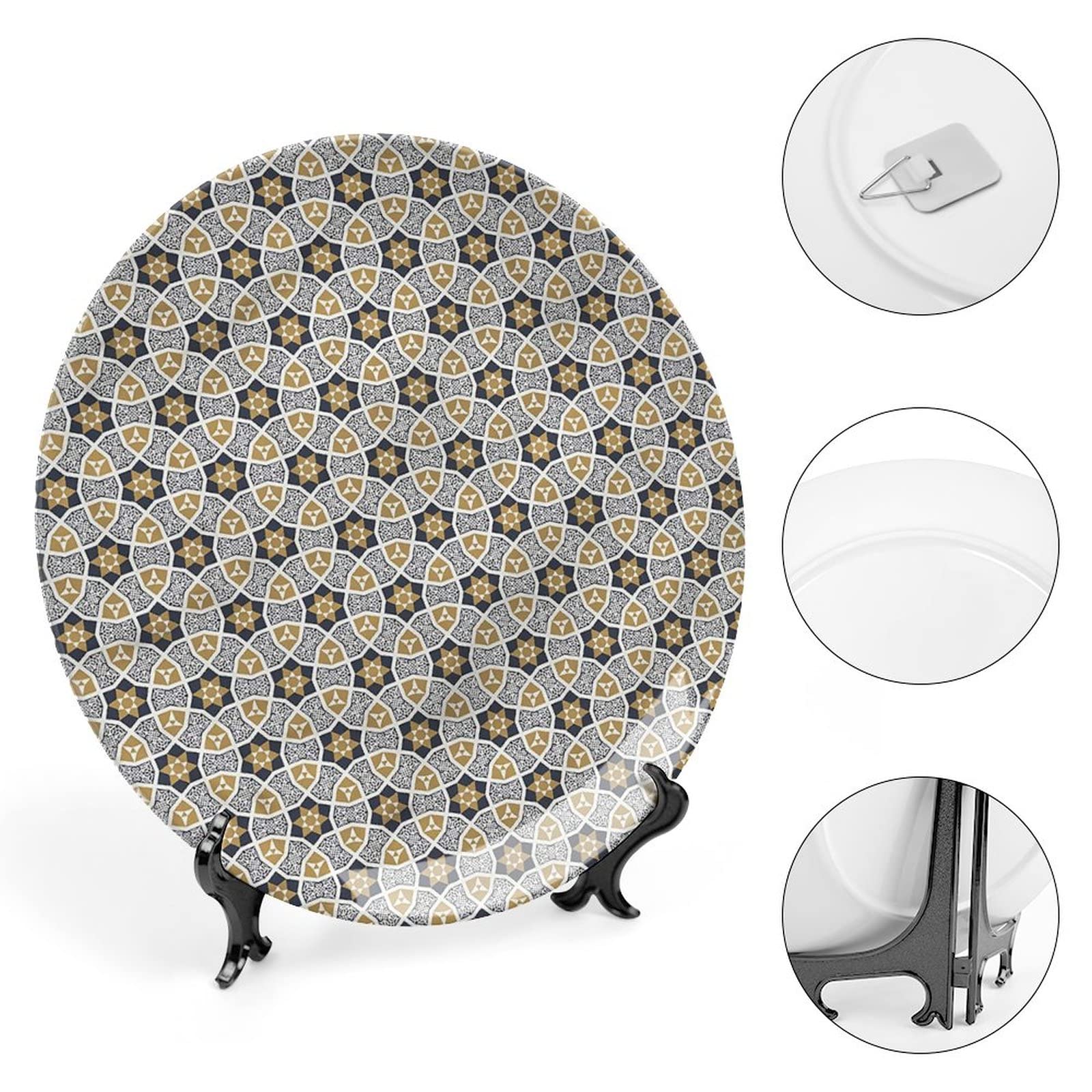 XISUNYA 8 Inch Decorative Plate, Arabic Ceramic Plate, Star