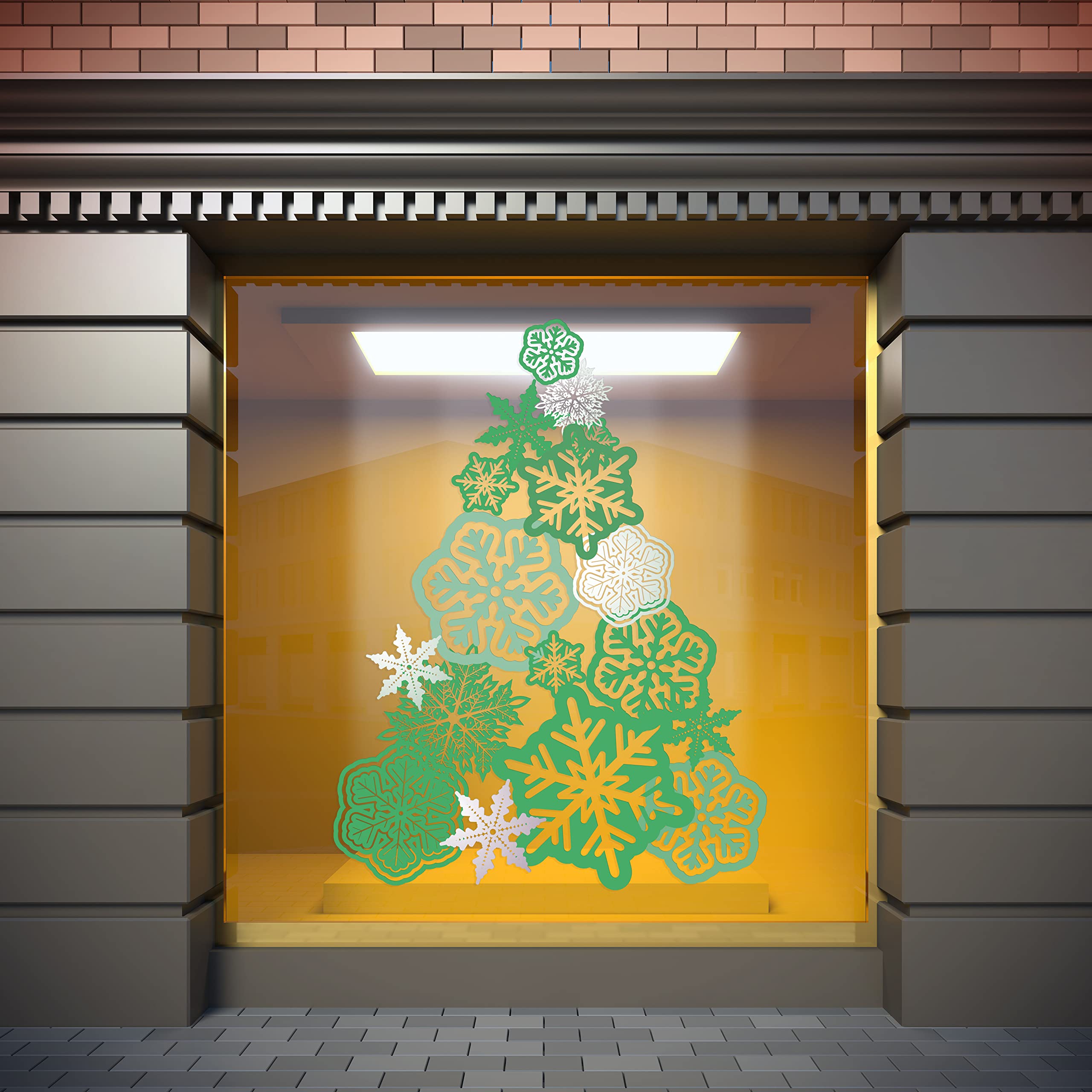 Oedim Vinilo Adhesivo Transparente en Efecto Espejo Feliz Navidad Árbol Color Verde | 152 x 200 cm | Vinilo Económico y Original | Vinilo Reserva de Blanco y Troquelado