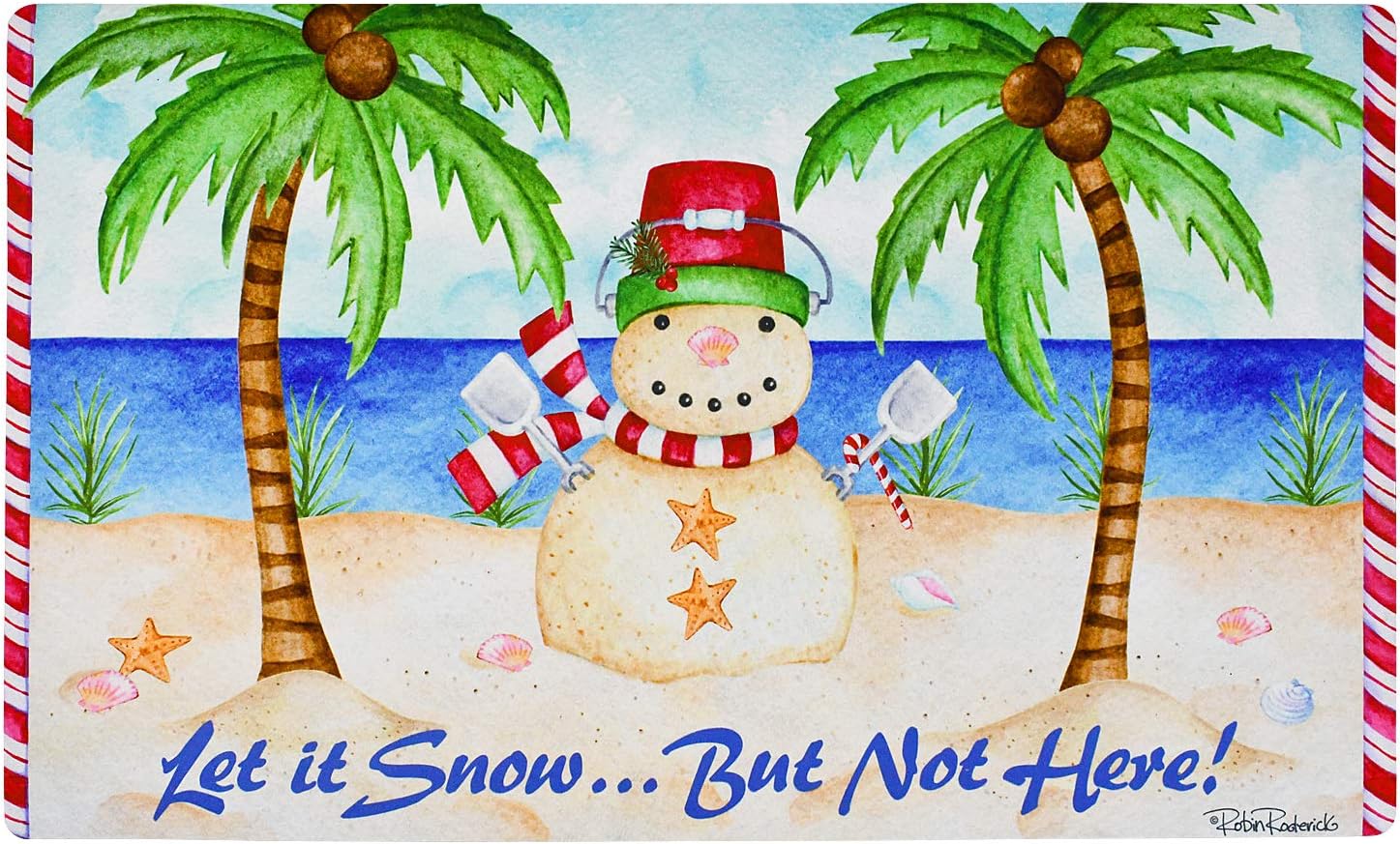 Christmas Doormat Snowman Holiday Door Mats Decorative Tropical Beach Welcome Mat Outdoor Indoor Entrance Front Door Winter Seasonal Floor Mats Xmas Entryway Rugs 17X29 Inches