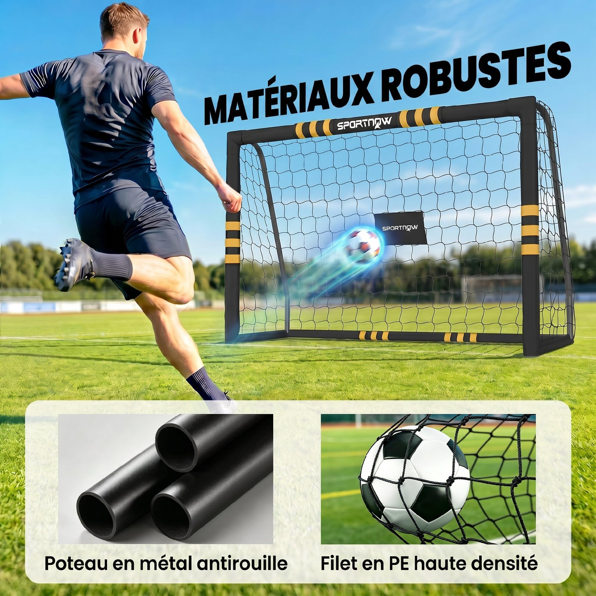 SPORTNOW Portería fútbol 6 x 4ft Red fútbol portátil con estacas Tierra