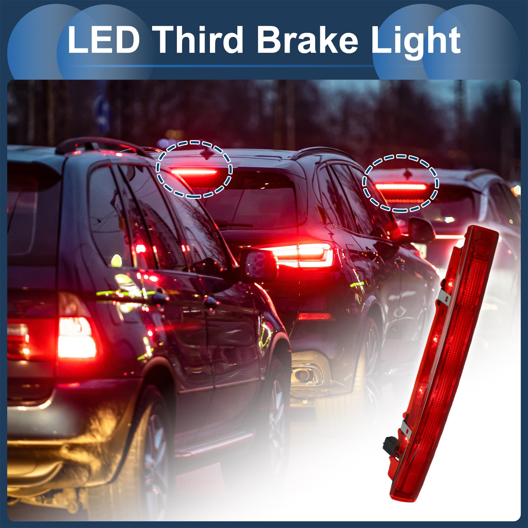 Tercera Luz De Freno Led Para Renault Megane Mk2 2002-2009 1Pc | Rojo, Plástico Abs, Ip67, 32.5X3.5Cm, 12V, 2 Pines, Oe 8200073239, Para Scenic Ii 2003-2009, Para Grand Scenic 2004-2009