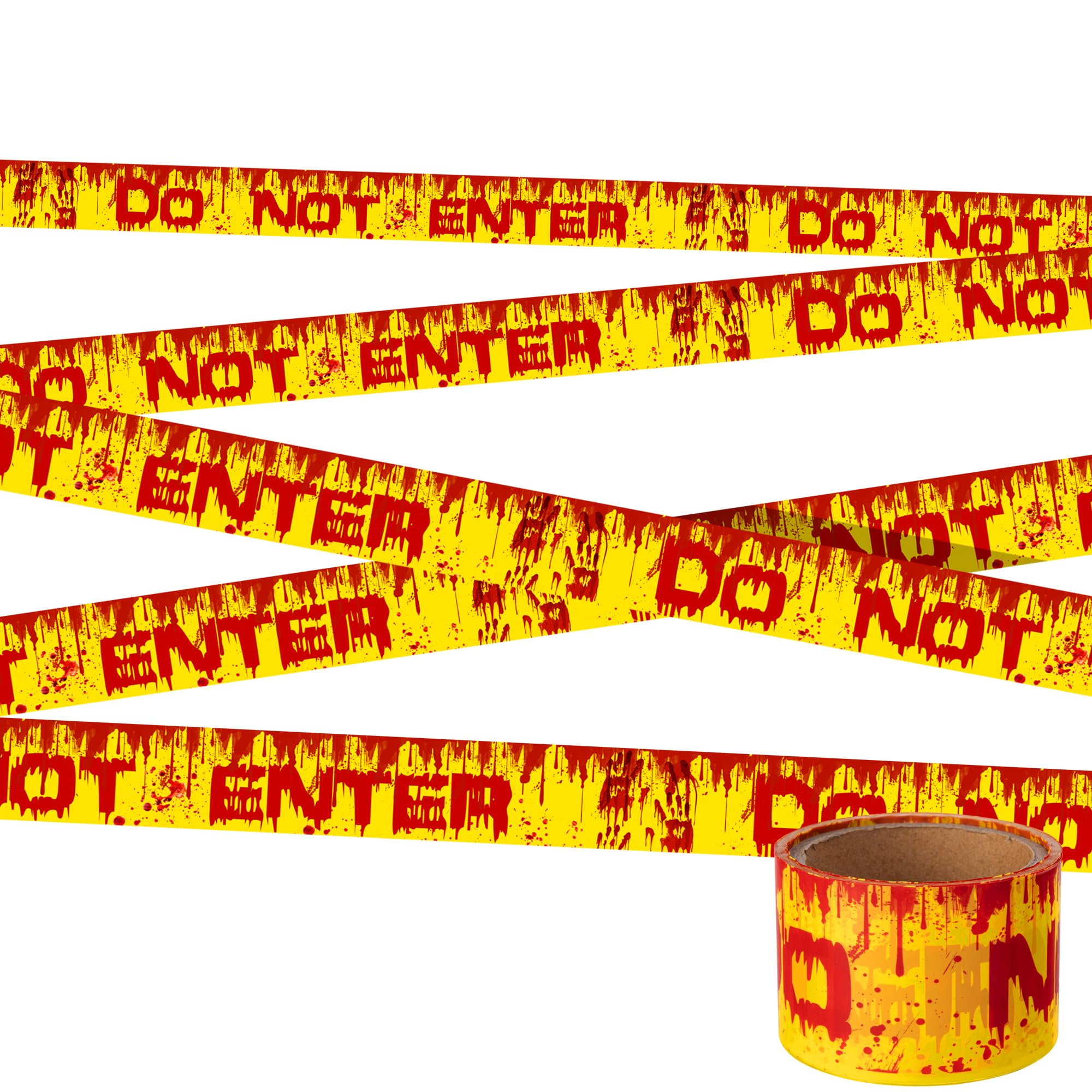 Sfcddtlg 2.5 in x 82 ft Halloween Caution Tape- Halloween Decorations Fright Warning Tapes- Yellow Do Not Enter Creepy Scary Decoration Tape for Halloween Party Decoration