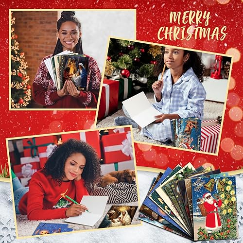 Miniatura 4 de Zhanmai 100 juegos de tarjetas de Navidad negras afroamericanas, tarjetas de Navidad negras con sobres, tarjetas de Navidad afroamericanas, tarjetas