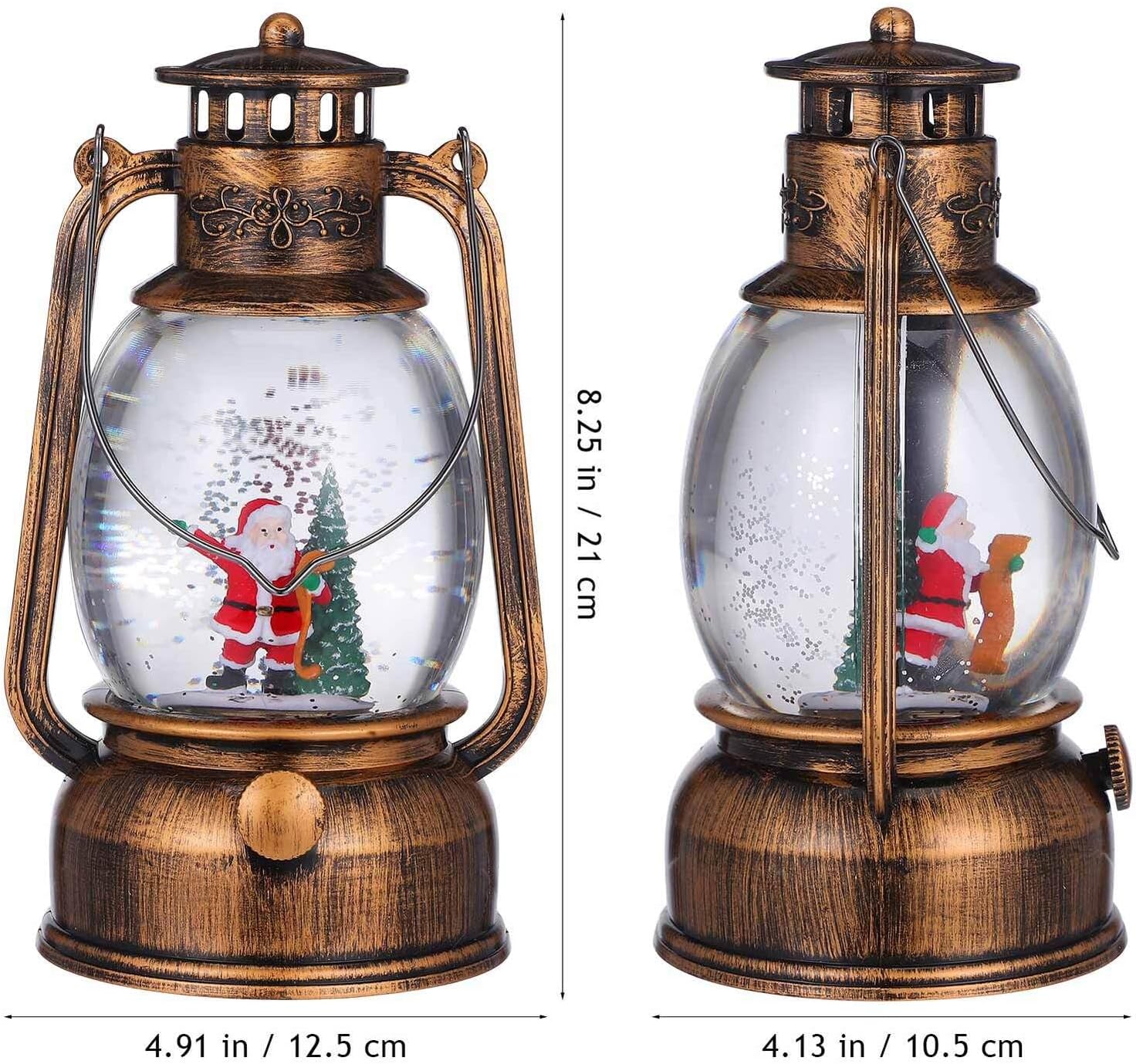 Christmas Music Box Snow Globe Lantern with Rotating Horse, Glittering Glass Music Box with LED Light, USB and Battery Operated Holiday Decoration for Women and Home