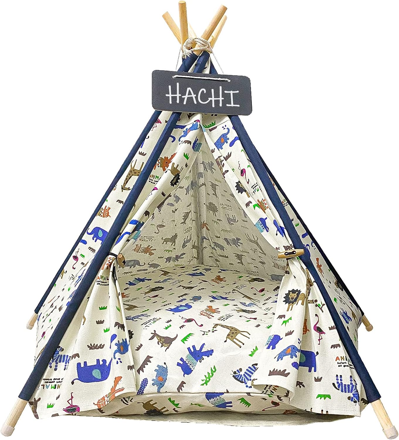 Yoz&Papa Pet Teepee Cat Tents for Indoor Cats & Dogs, 24 Inch Portable Indoor Dog House with Thick Cushion & DIY Plaque, Washable Cat…