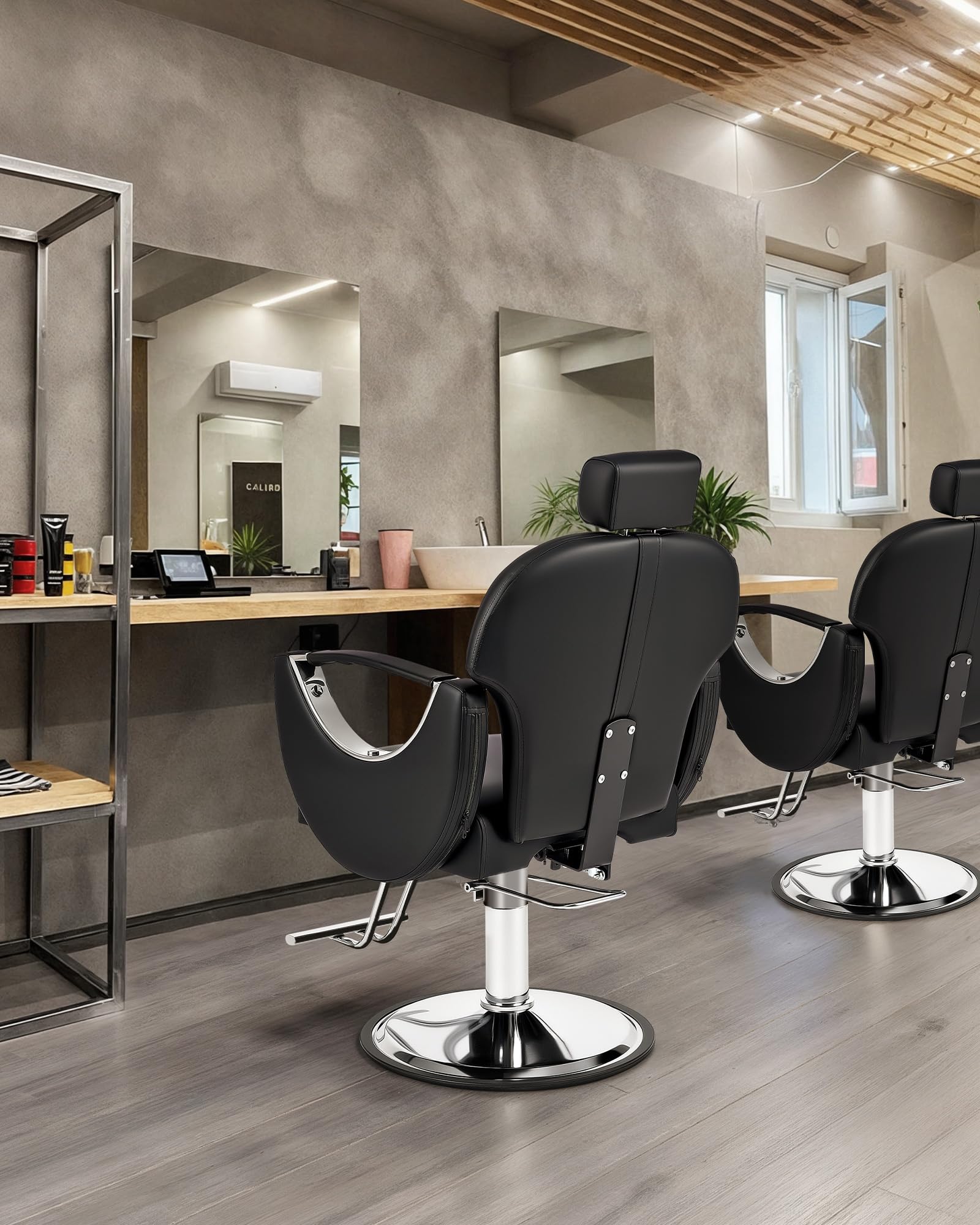 CO-Z Silla de Barbero Ajustable de 90°-150° Silla Peluquería con Giratorio 360° Sillon Barbero con Bomba Hidráulica para Peluquería Salón de Belleza Tatuajes — view 2