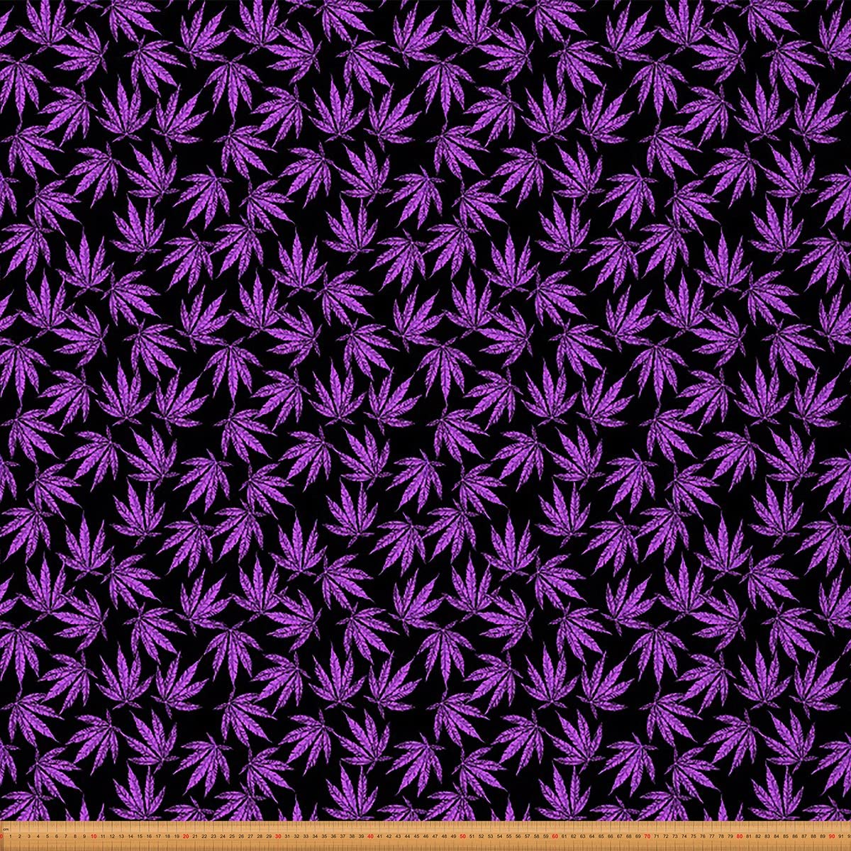 Marijuana Weed Fabric Purple Cannabis Leaves Fabric by The Yard Marijuana Leaf Fabric for Upholstery and Home DIY Projects Botanical Plants Outdoor Fabric 1 Yard,(L92*W150cm) Purple Black — image 1