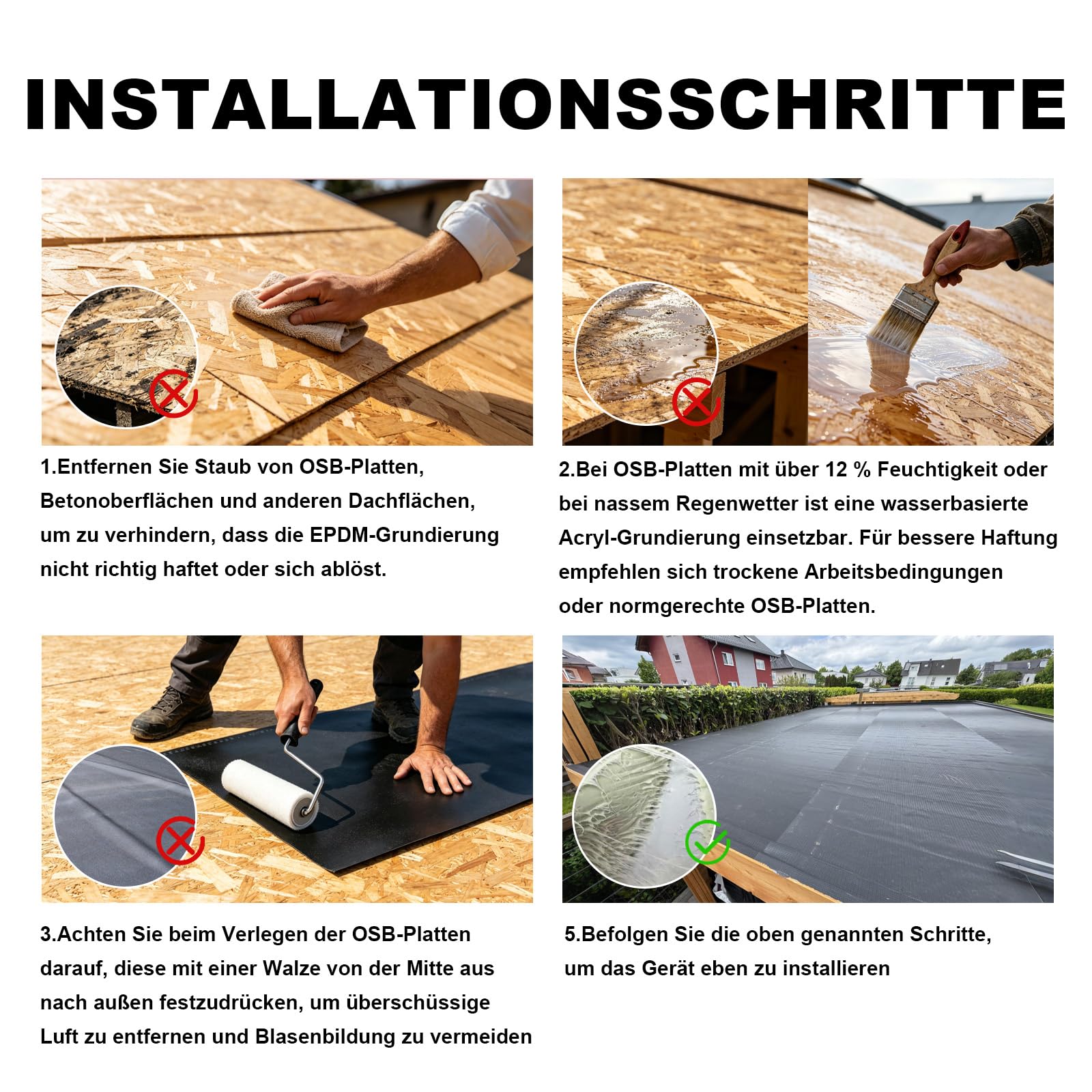 Warmfay EPDM Dachfolie Selbstklebend 1 x 10 m, 1,5 mm Stärke, UV Beständig & Wasserdicht