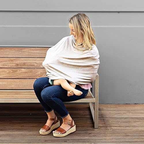 Miniatura 2 de J.L. Childress Funda multiusos 4 en 1 toldo elástico para asiento de automóvil y cubierta de privacidad, funda de lactancia materna, arco iris de