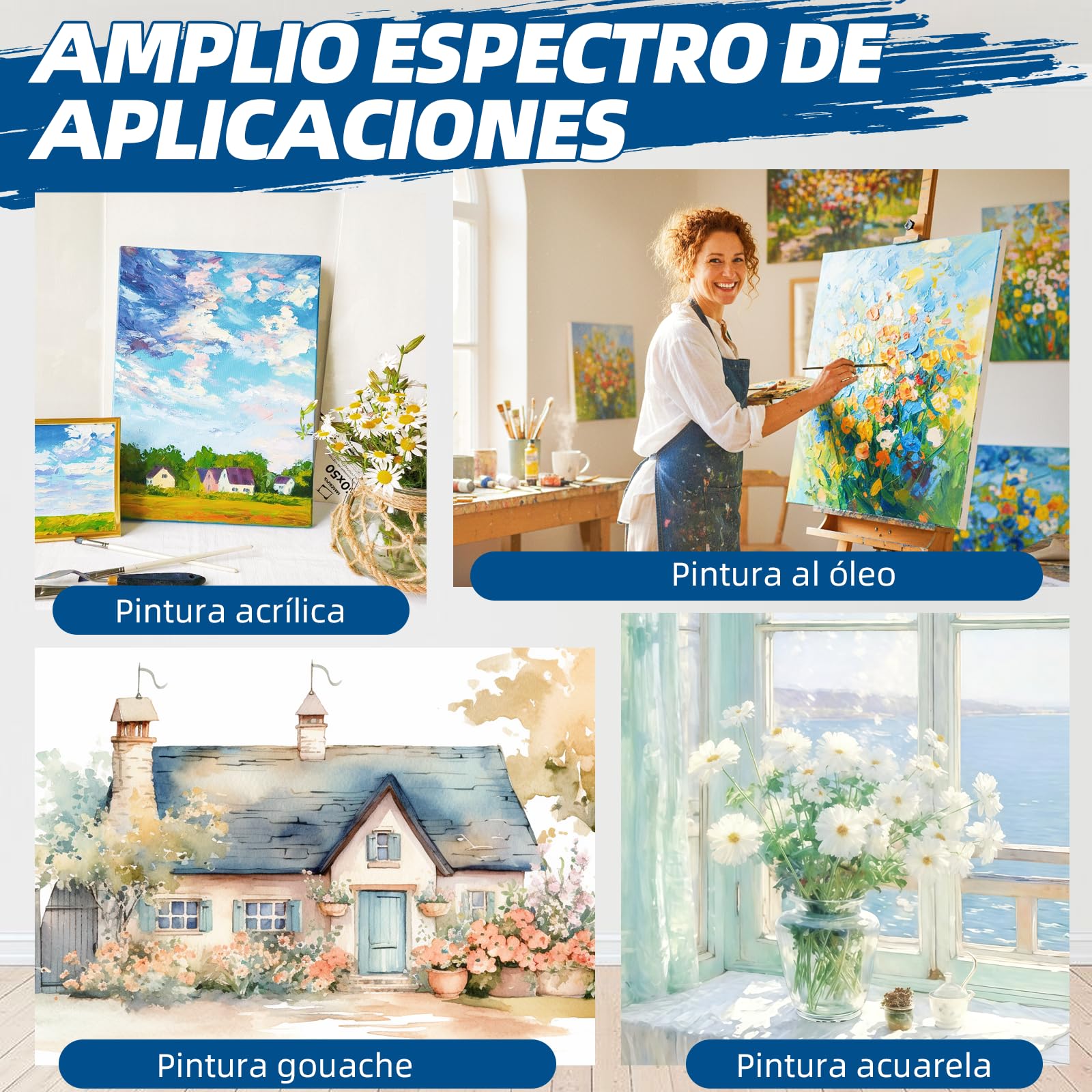 Rollo de lienzo de algodón puro de 280 g/m², lienzo pesado para impresión en color de alta definición, adecuado para pintura acrílica, al óleo y de inyección de tinta. (100 cm x 10 m)