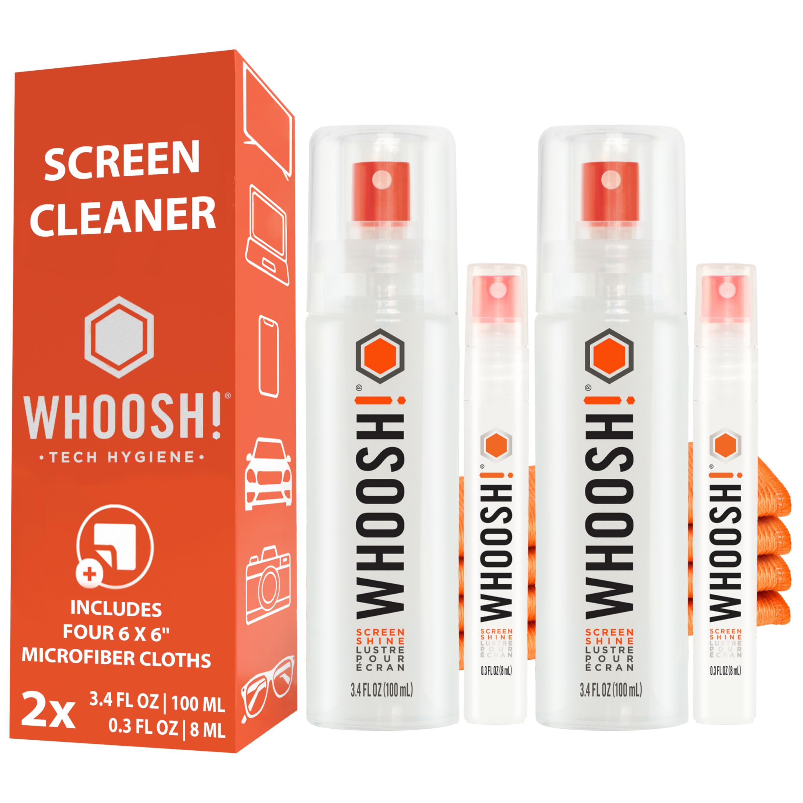 WHOOSH Laptop Screen Cleaner Spray and Wipe Set of 2 - 3 4 0 3 fl oz 2