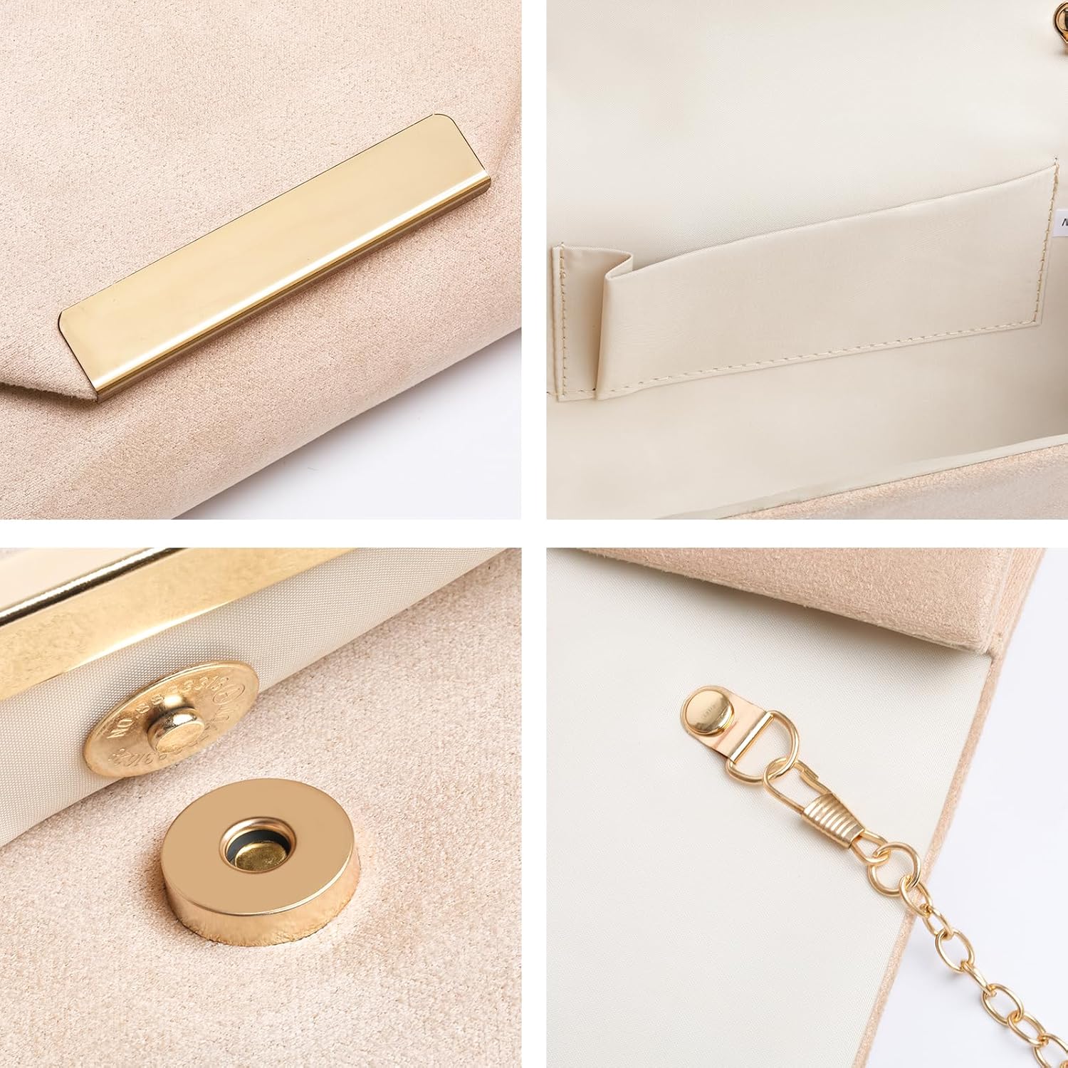 Clutch Purses for Women Evening Bag Faux Suede Formal Party Wedding Cocktail Prom - Image 4