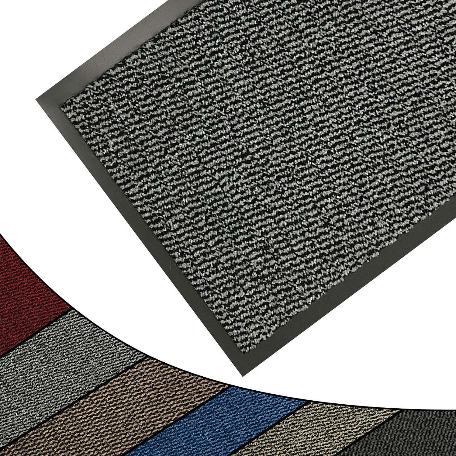 FunkyBuys® Barrier Mat Large Grey/Black Door Mat Rubber Backed Medium