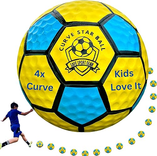Safe Sport Gear Curve Star Swerve - Balón de fútbol súper curvado que niños y niñas pueden patear con facilidad, gran regalo de fútbol para niños,