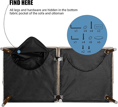 Miniatura 6 de Shintenchi Sofá biplaza pequeño de 60 pulgadas, bonito sofá cama convertible 3 en 1, moderno futón reclinable con 2 portavasos, sofá plegable