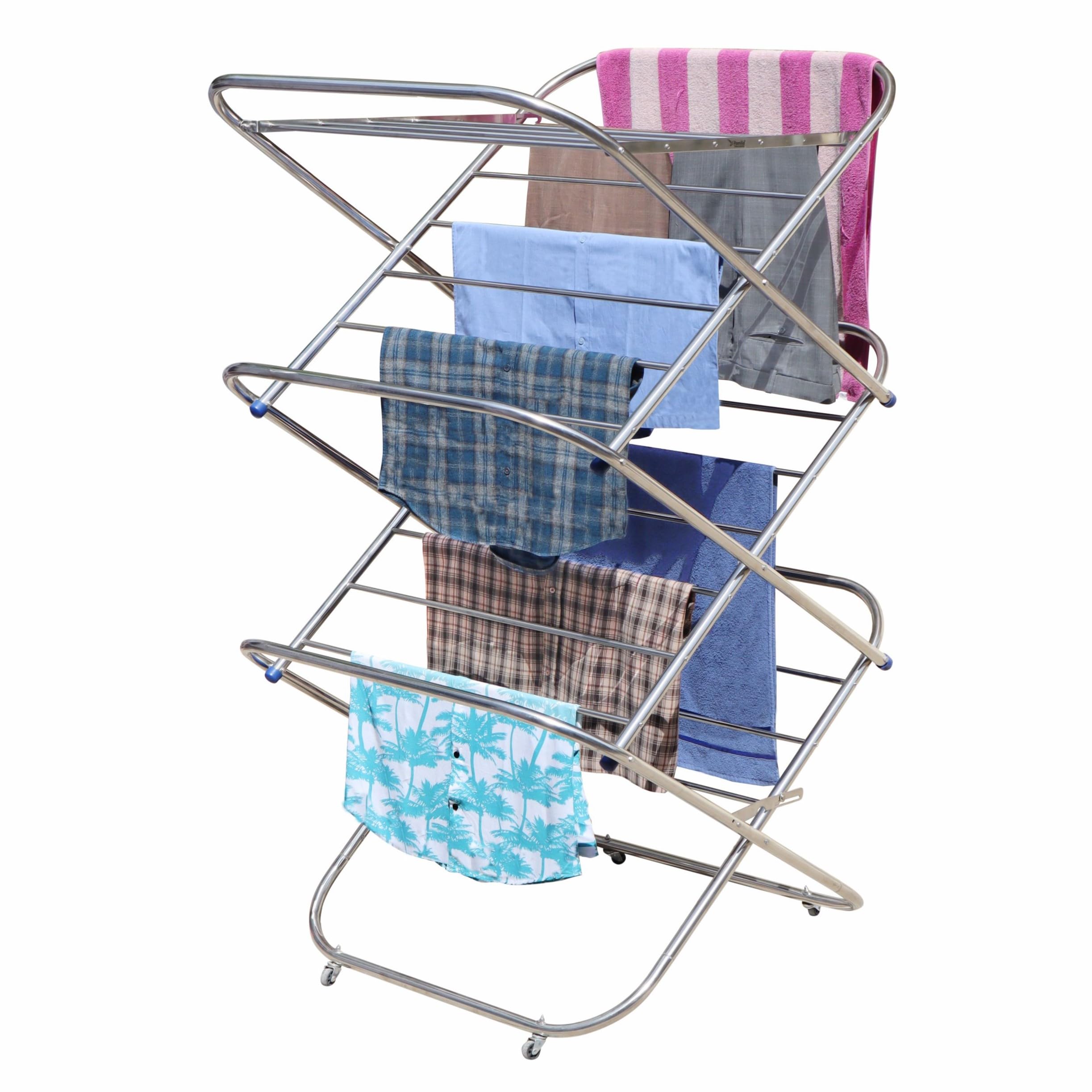 Familia Super Heavy Duty Stainless Steel Foldable Clothes Drying Stand with Wheels 3-Tier (CSW (25mm) 3Tier-SS)-picture-19