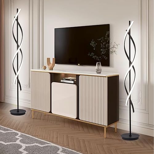 Miniatura 3 de NKU Lámpara de pie en espiral para sala de estar, moderna lámpara de pie LED con control remoto regulable elegante diseño en espiral lámpara de