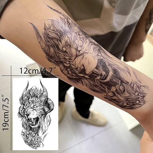 Miniatura 2 de Aresvns Tatuaje temporal de media manga para hombres y mujeres, tatuajes falsos realistas impermeables para adultos, incluyendo flores, dragón,