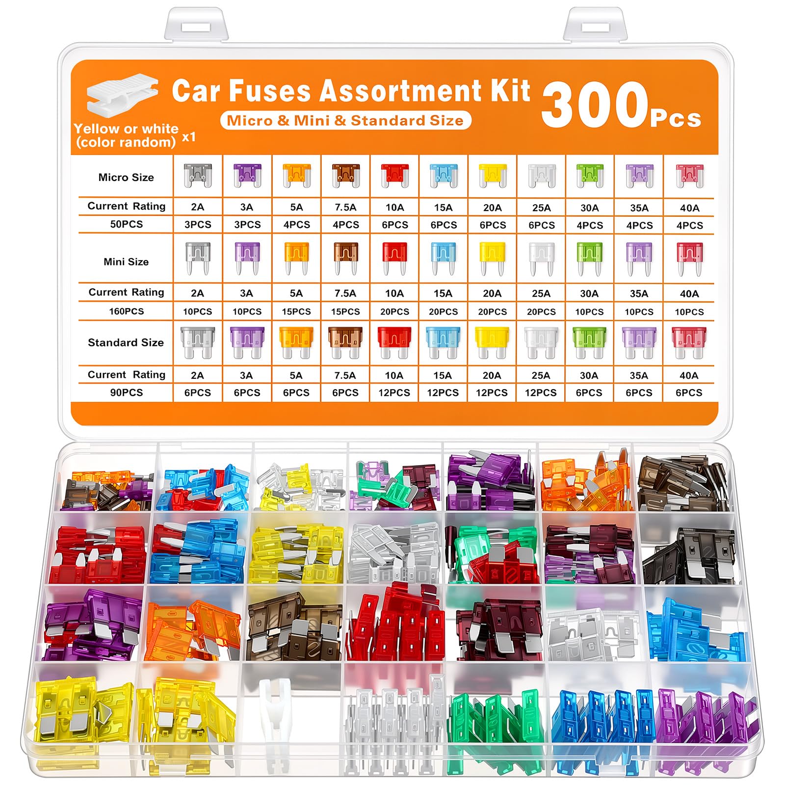 NUTKIT 300PCS Car Fuses Assorted Kit, Auto-Fuse for RV Truck Motorcycle