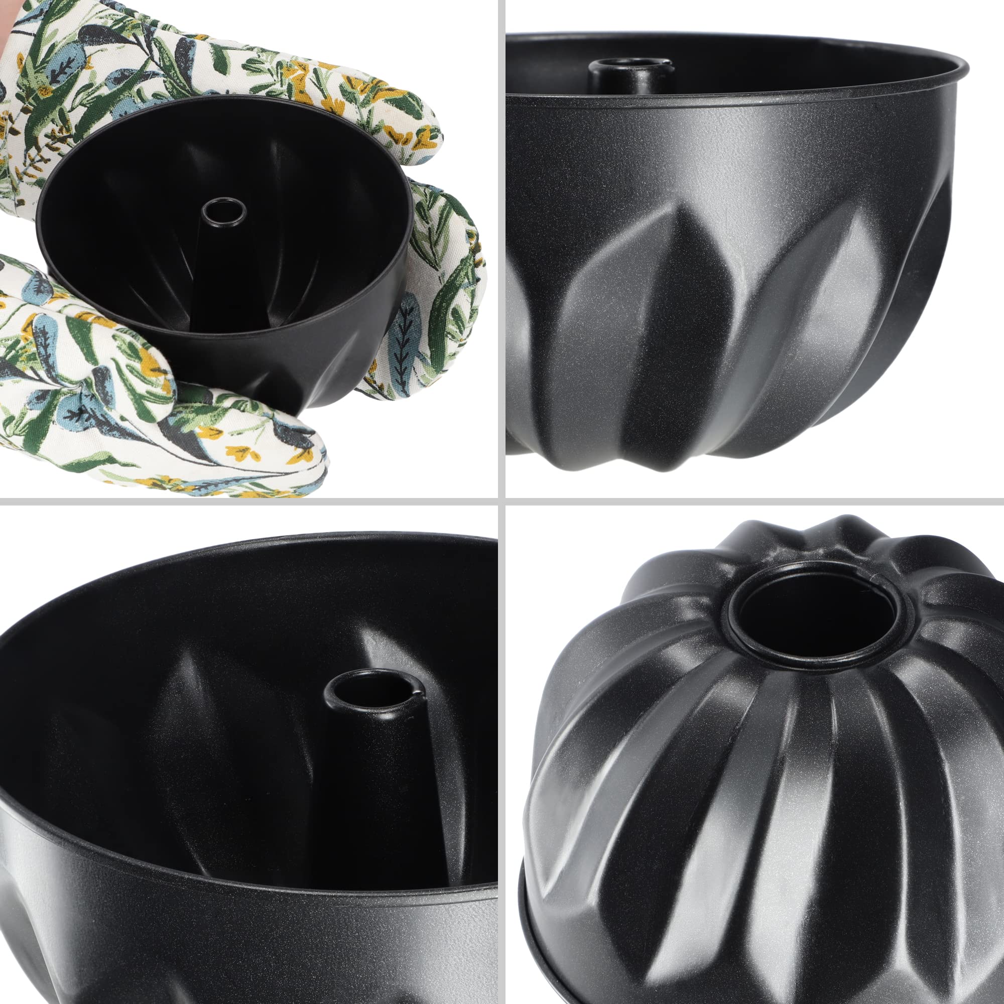 KADAX Stampo per ciambella, in lamiera con rivestimento antiaderente, in 2 diverse misure, forma rotonda, distribuzione uniforme del calore (diametro 16,5 cm con foro)