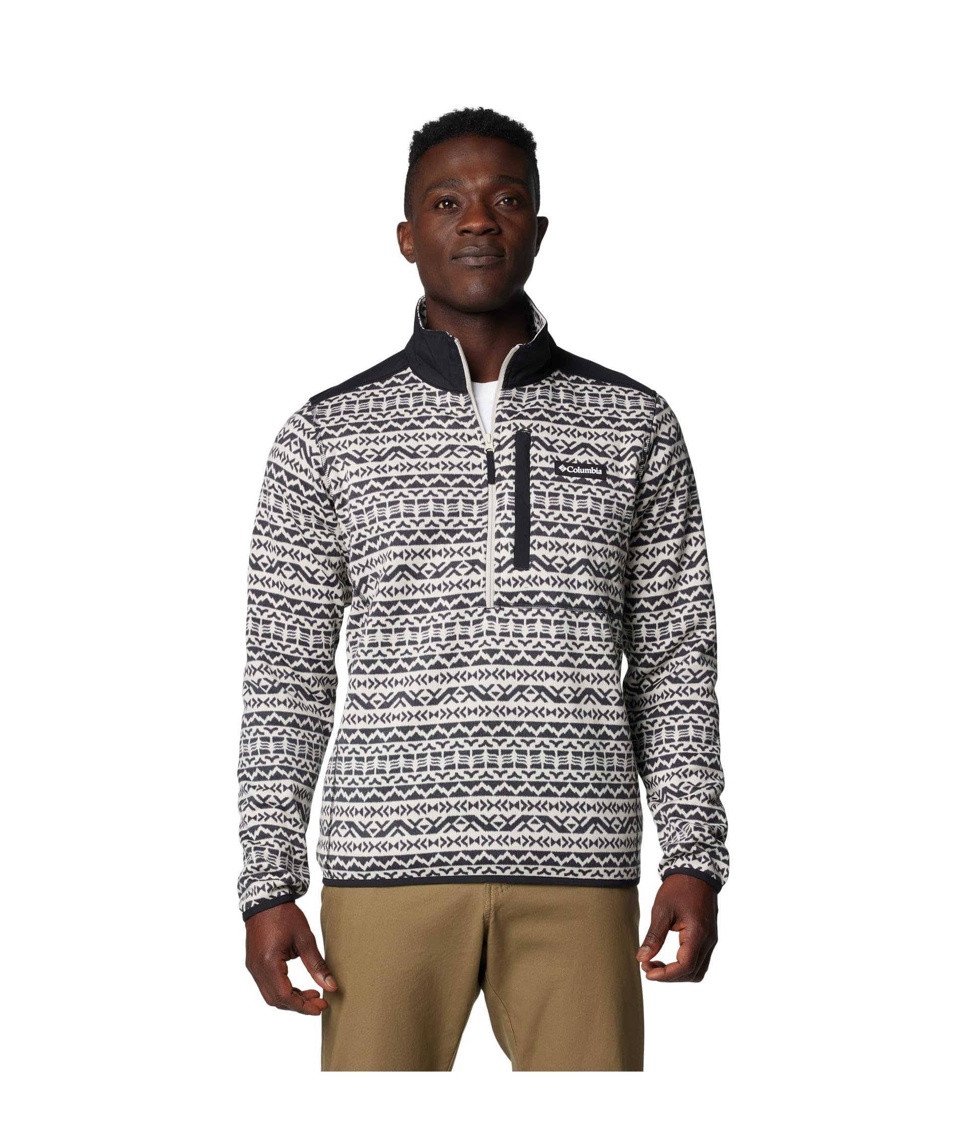 Columbia Men's Sweater Weather Printed Half Zip II, Dark Stone Madras Tonal, L
