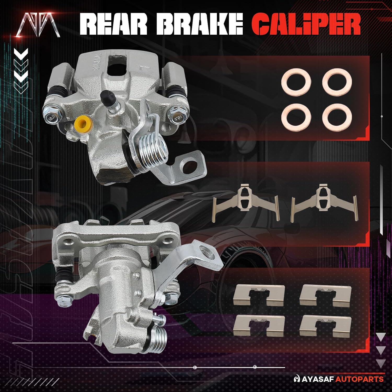 19B1556 19B1557 Rear Disc Passenger & Driver Side Brake Caliper Set Fit for Honda Civic 1992 1993 1994 1995 1999 2000, for Honda Civic del Sol 1993-1997, for Acura Integra 1994-2001