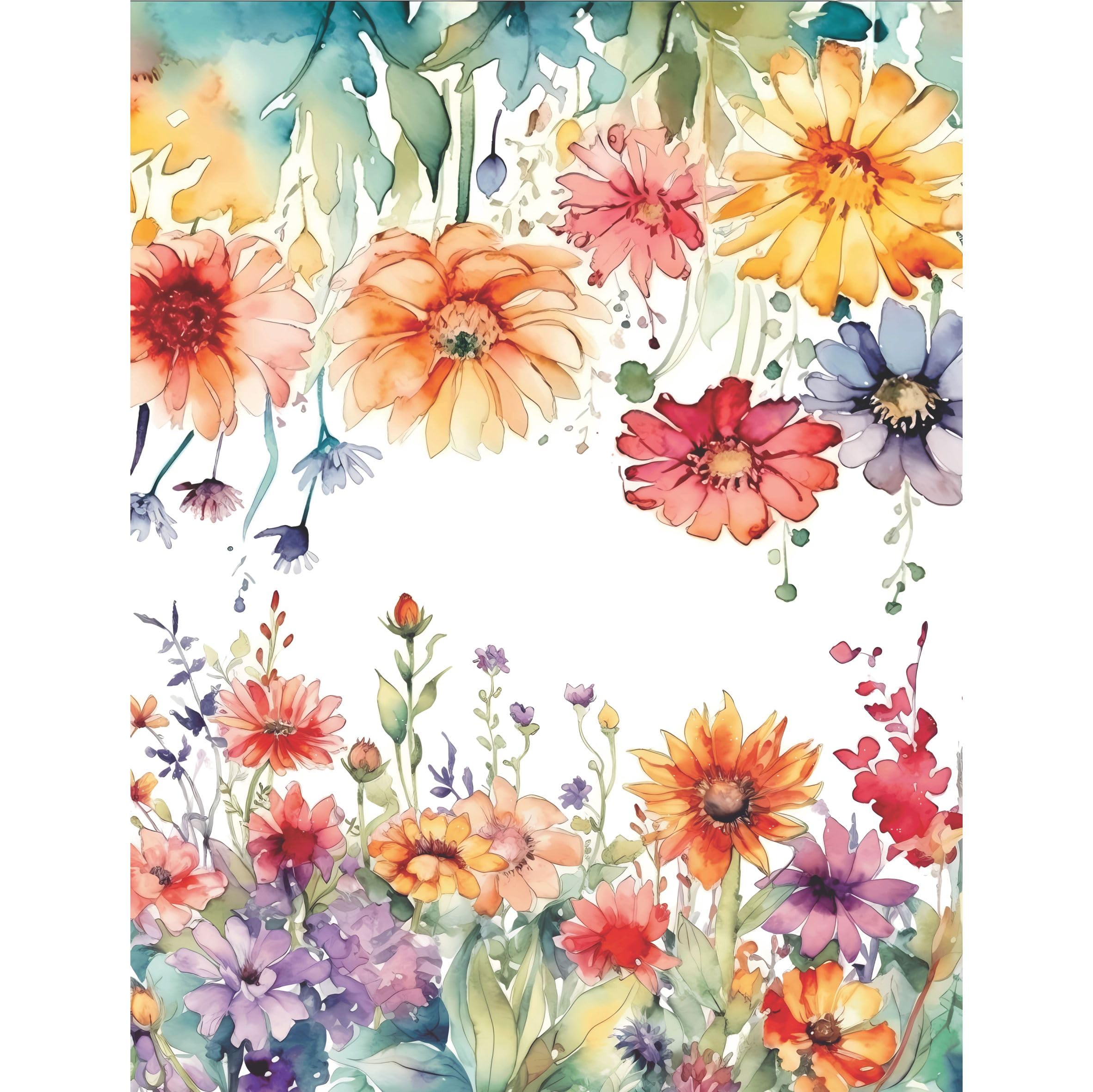 Wild Flower Borders Rice Paper, 8 x 10.5 inch - for Decoupage Cards Crafts