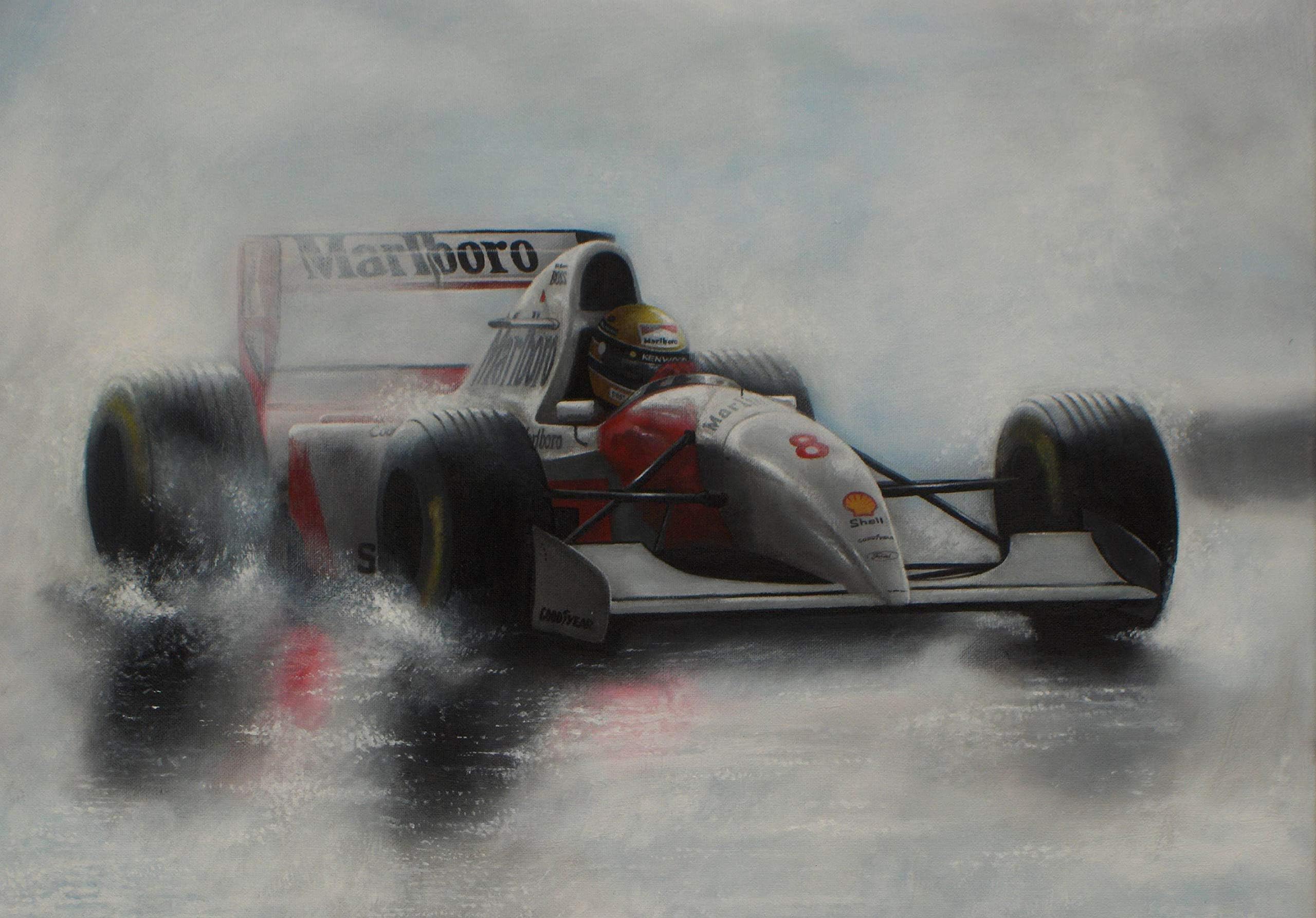 Fine Art UK Ayrton Senna 30x20 Inch Canvas Framed Picture Print Painting