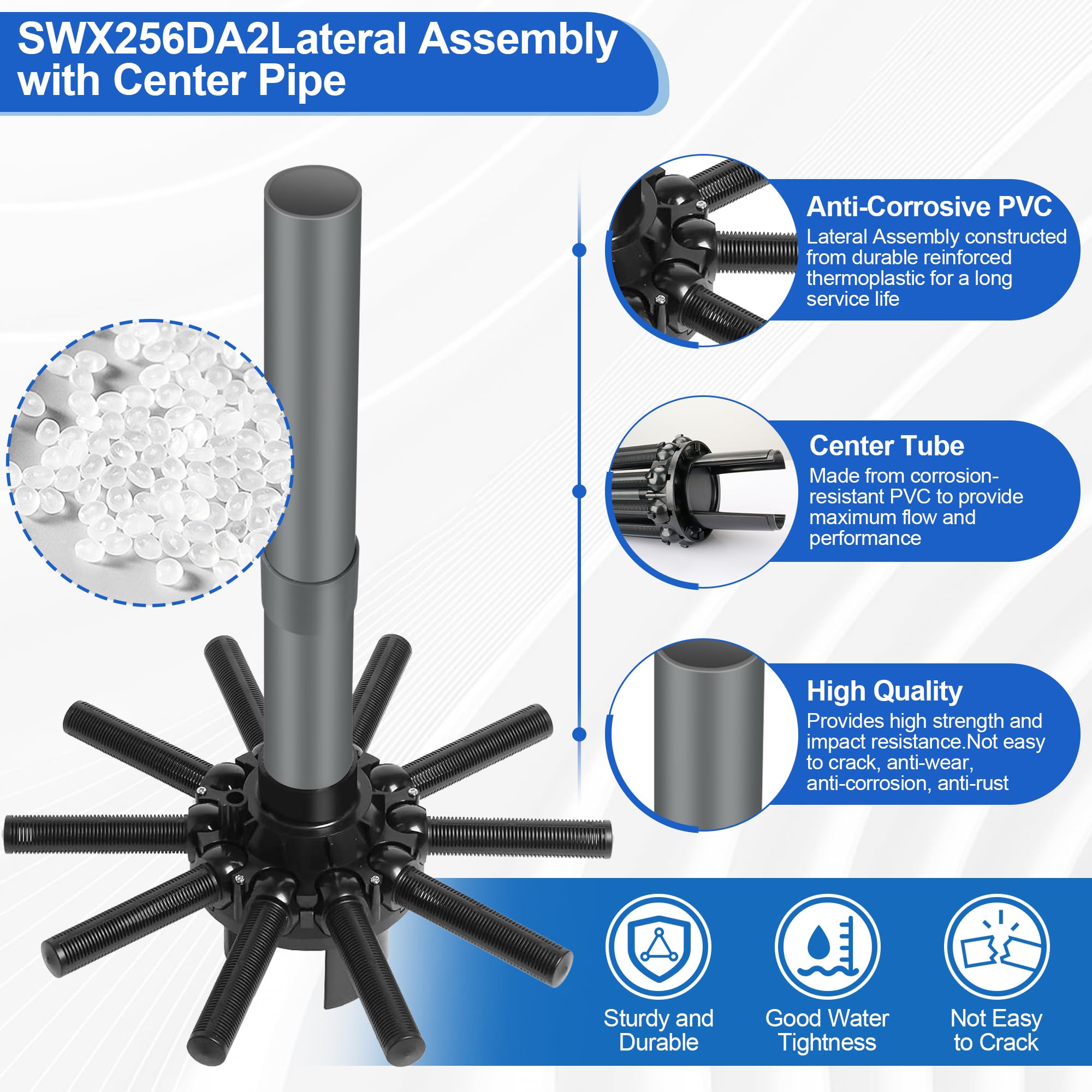 SWX256DA2 Mittelrohr-Ersatz Für Hayward Sandfilter – Seitliche Montage, Passend Für SW-256T