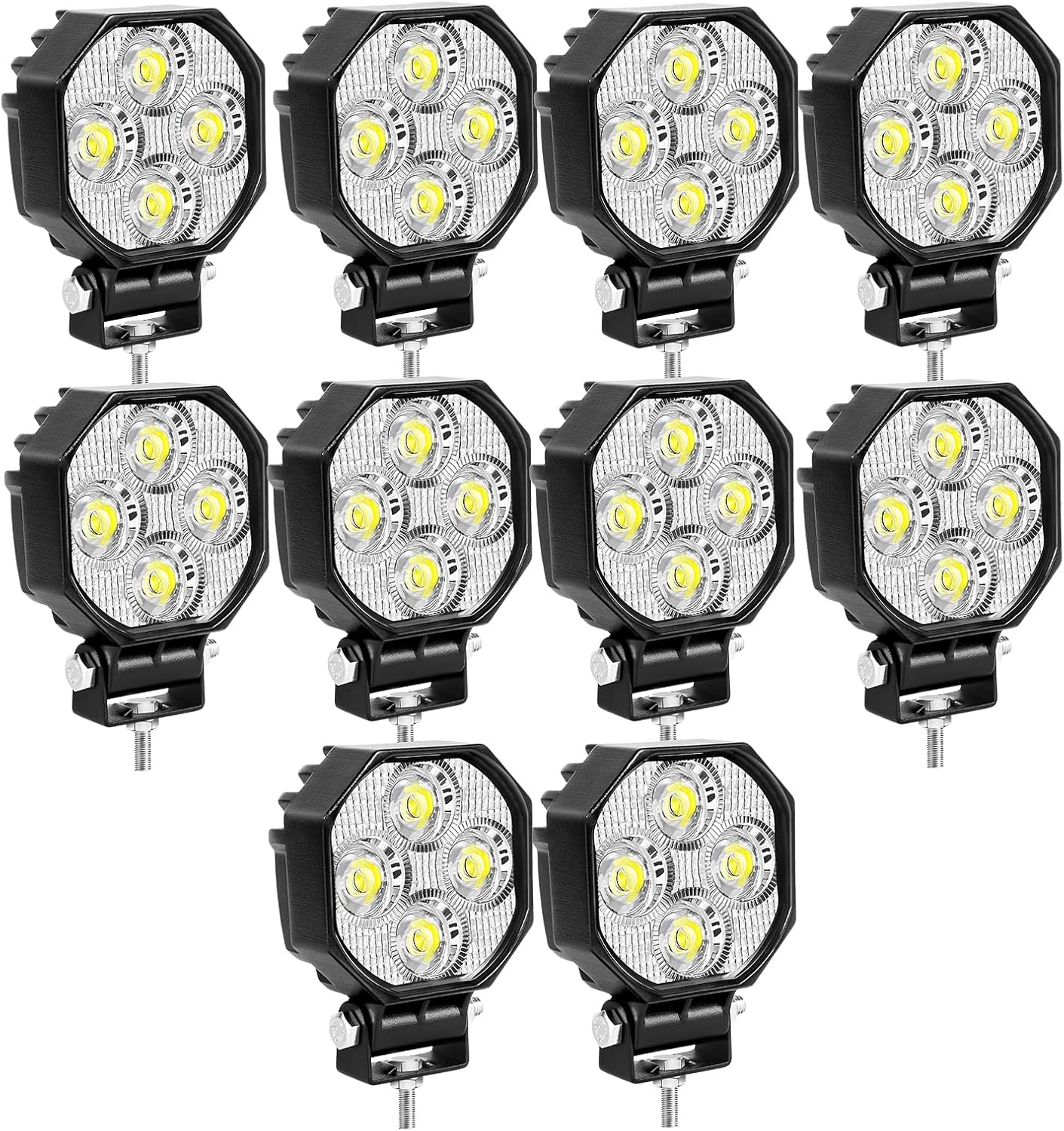 SKYWORLD 4 Pcs Mini Led Work Light, 2.8 inch 16W Flood Beam 12V 24V Outdoor Driving Lights Lamp for Car Off road Truck 4x4 SUV ATV Tractors Excavator Boat Motorbike Dirtbike, 6000K White, Fog Lamp