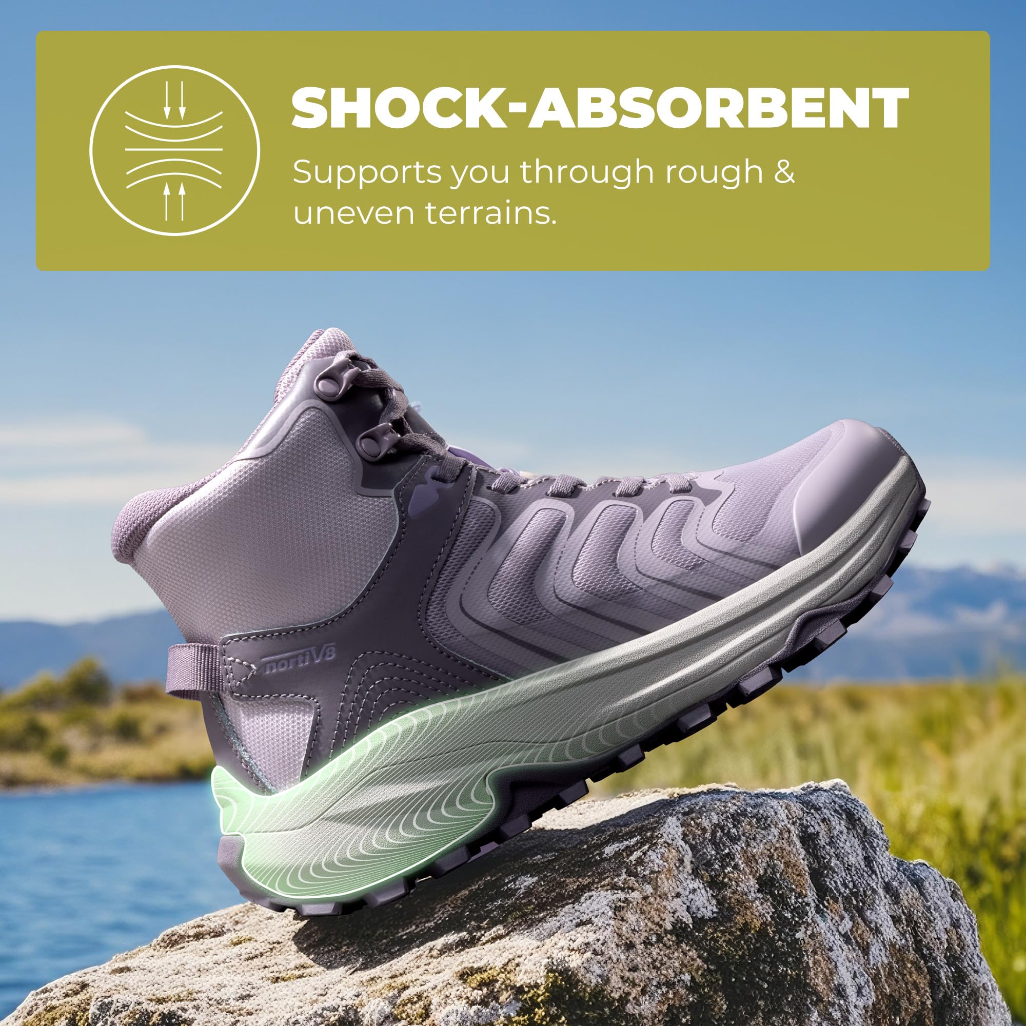 NORTIV 8 Femme Chaussures de randonnée imperméables | Respirantes antidérapantes Tige Haute Trekking Outdoor