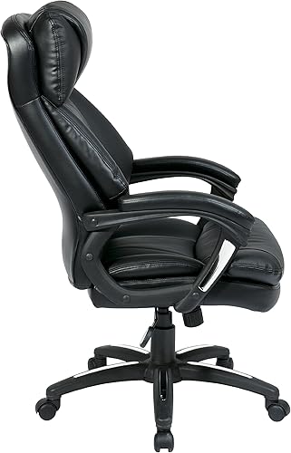 Miniatura 4 de Office Star FL Series - Silla de oficina ejecutiva de piel sintética de gran tamaño con brazos acolchados, altura ajustable, soporte lumbar