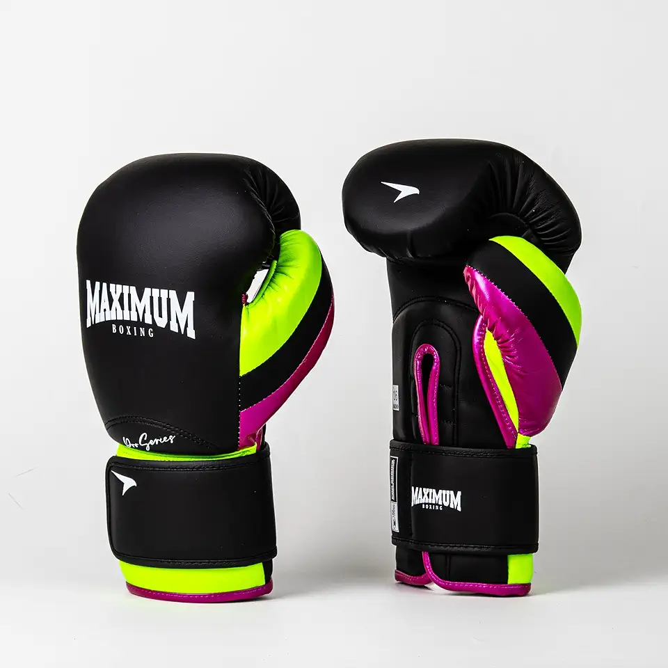 Par Luva Profissional Couro Microfibra Muay Thai Kickboxing Maximum Boxe