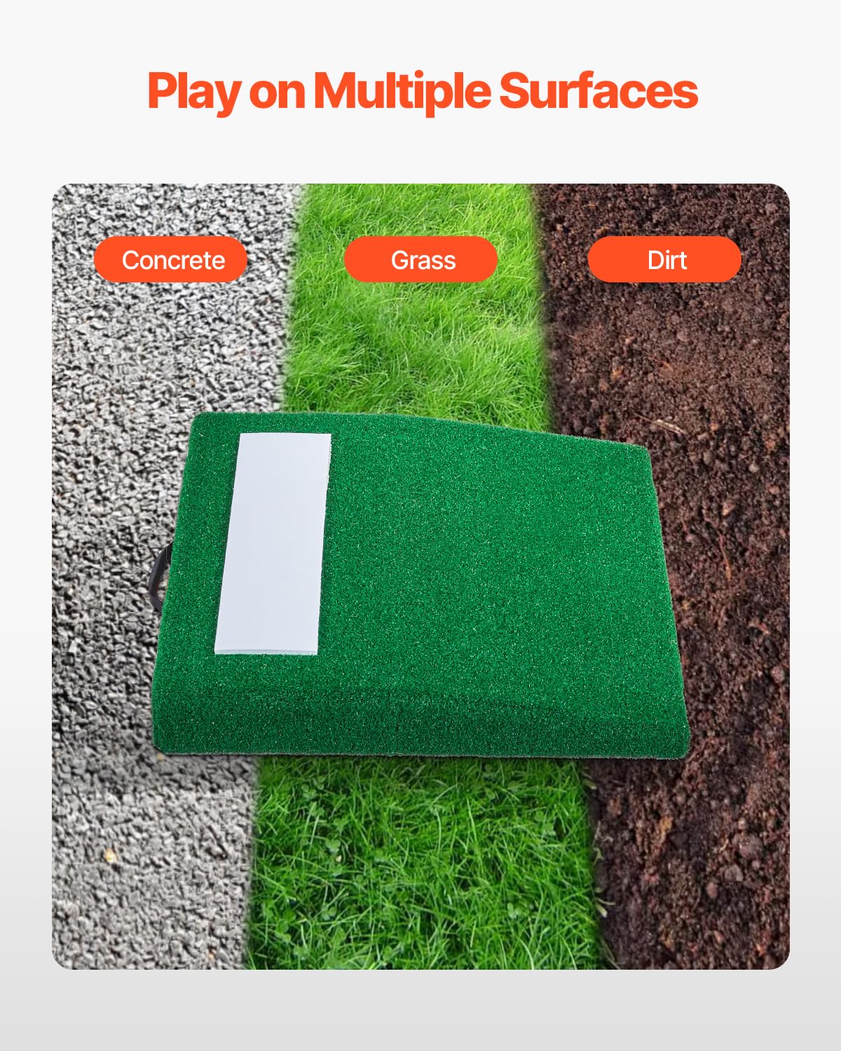 VEVOR Monte di Lancio Portatile per Baseball, 78,74 cm Attrezzatura per Allenamento e Pratica di Lancio per Interni Esterni, Erba Sintetica Anti-Scolorimento, Gomma per Lancio, Maniglia per Trasporto