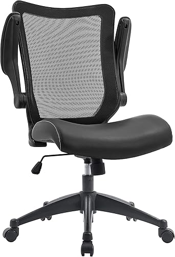 OfficeFactor - Silla de escritorio de oficina, silla de escritorio ajustable de capacidad de 300 libras, reposabrazos abatibles, ruedas