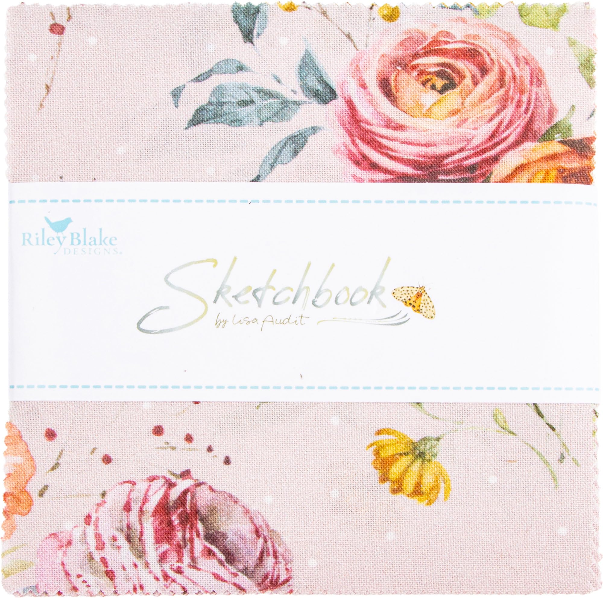 Riley Blake Designs Assorted Lisa Audit Sketchbook 5" Stacker 42 5-Inch Squares Charm Pack 5-17520-42