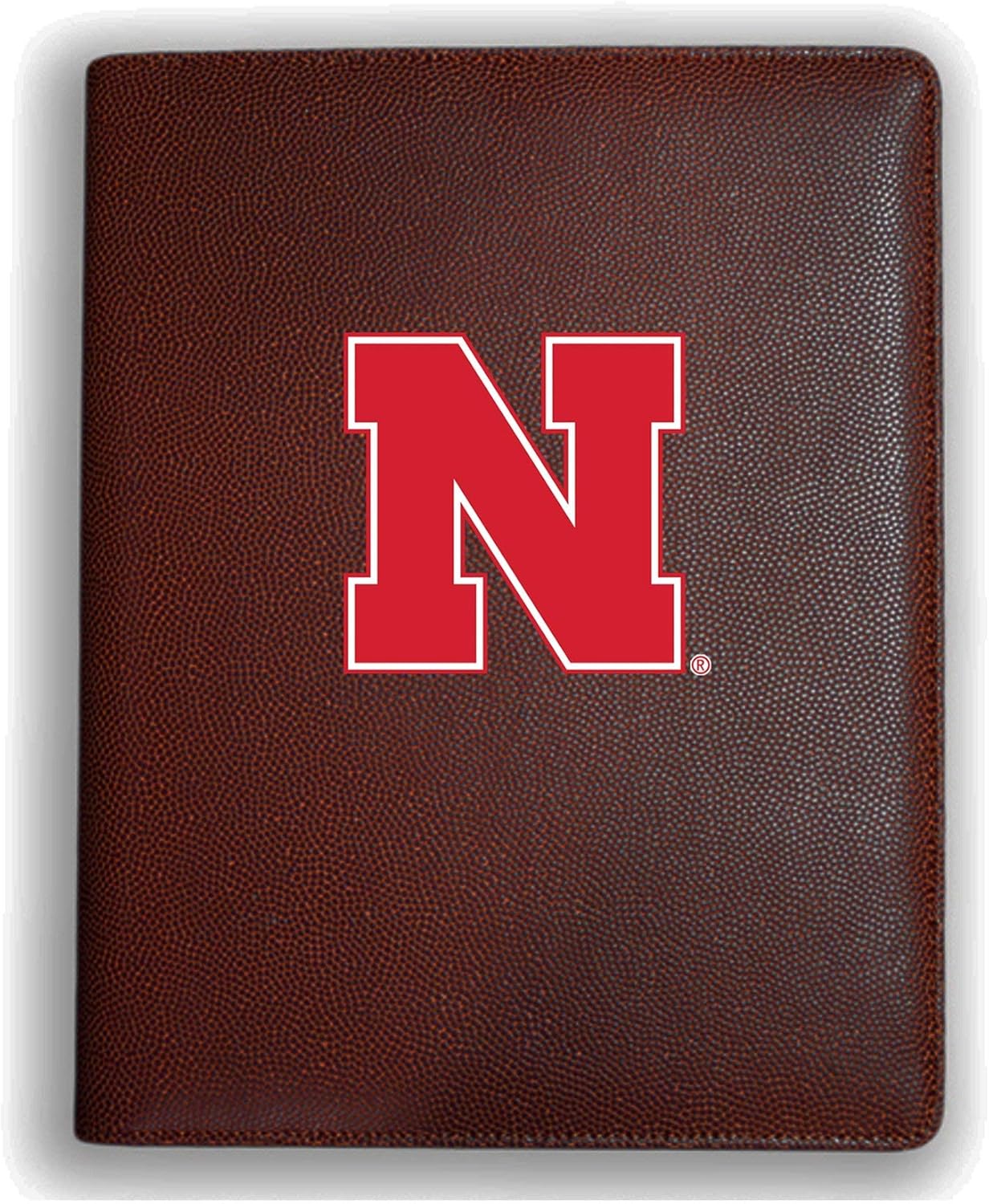 Football Leather Nebraska Cornhuskers Portfolio Padfolio Notebook Planner - made from actual football materials - Brown