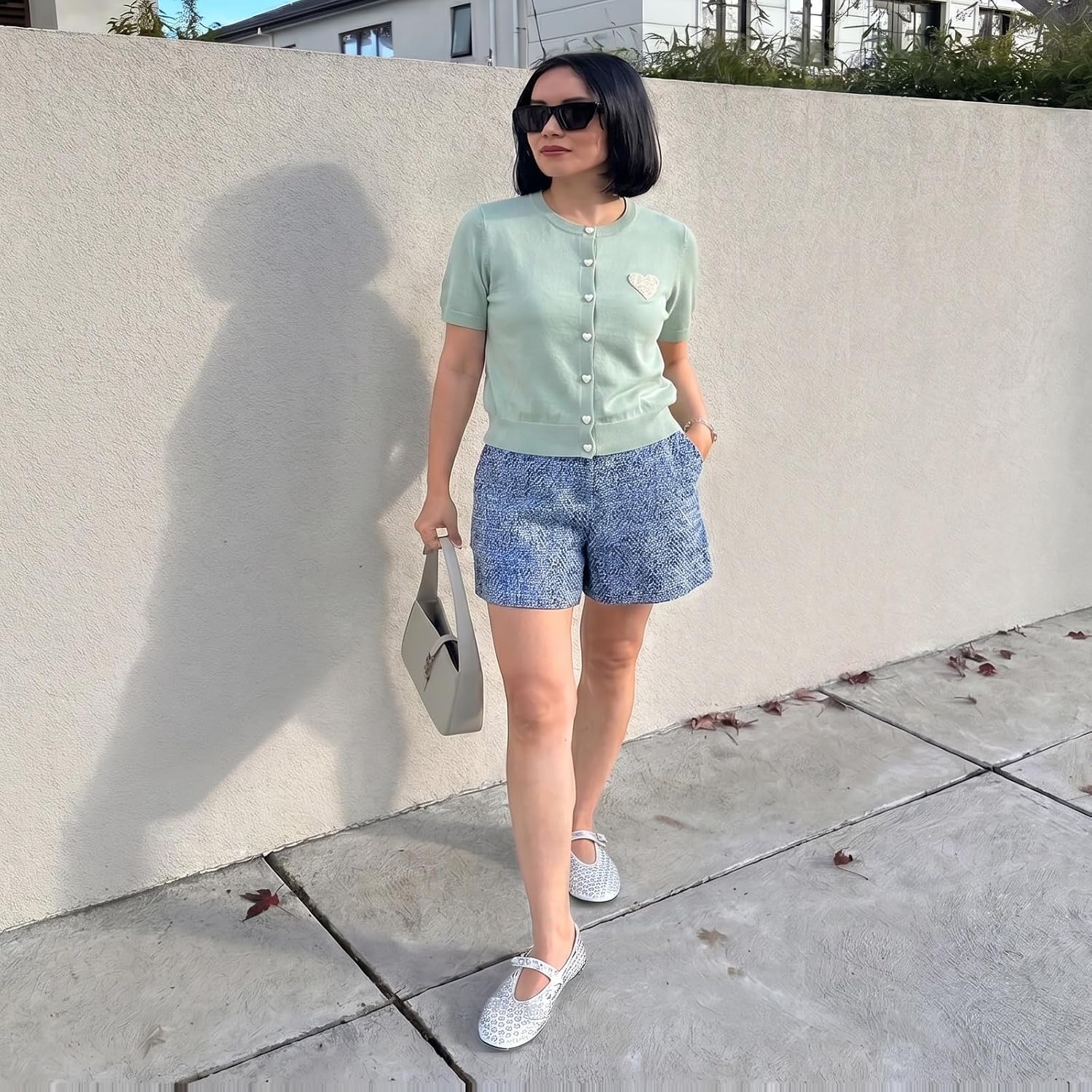 GOELIA Women's Summer Casual Shorts Tweed Shorts High Waisted Wide Leg A-Line Shorts Wedding Guest 4th of July Outfits