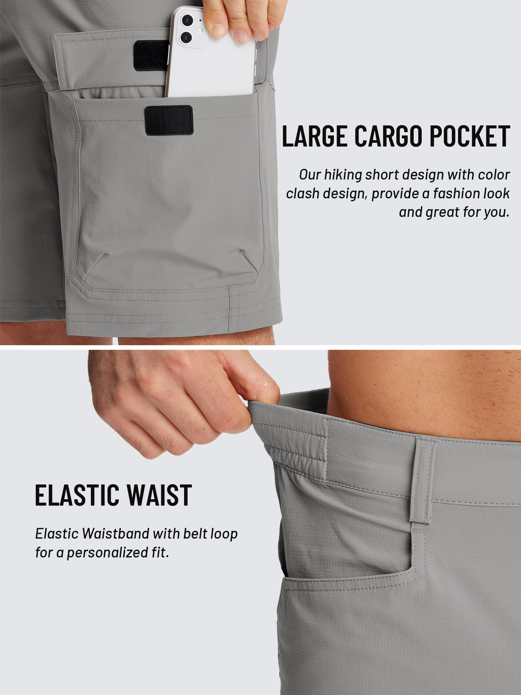 TACVASEN Uomo Pantaloncini Cargo da Arrampicata ad Asciugatura Rapida con Multi Tasche