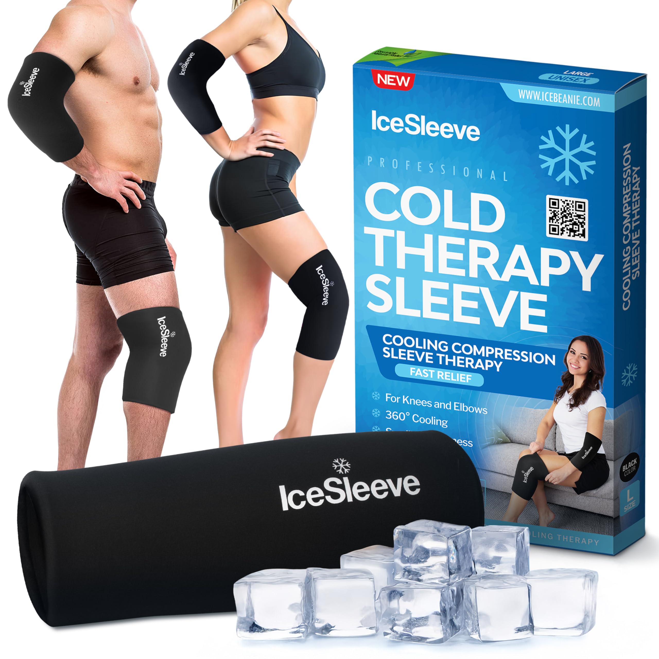 IceSleeve - Bolsa de hielo para codo y rodilla, manga de hielo reutilizable para brazos y piernas, bolsa de hielo de gel flexible para lesiones de rodilla, manga congelada de tenis, envoltura de