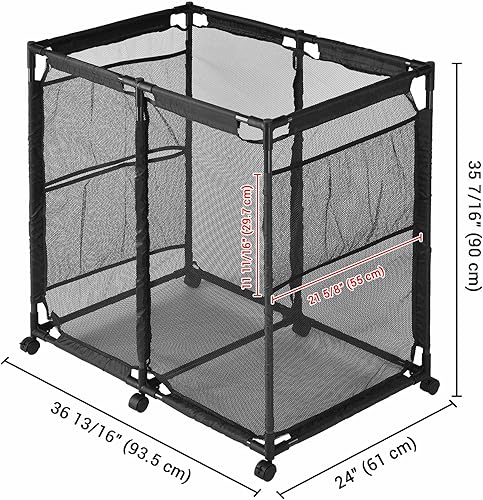 Miniatura 9 de Yescom Contenedor de malla de 36 x 24 x 35 pulgadas para almacenamiento de piscina, carrito rodante, organizador de red, marco de metal, contenedor