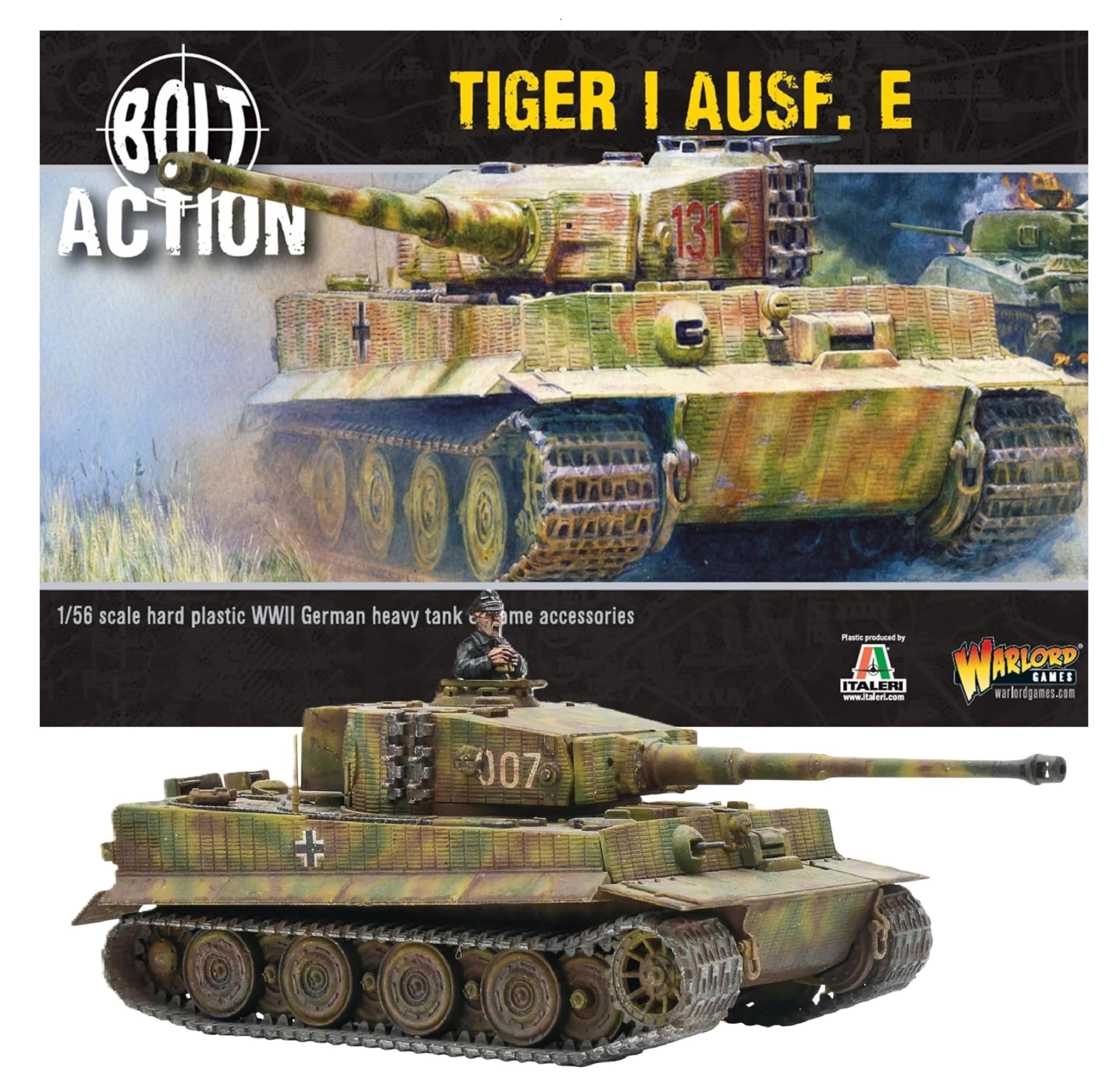Warlord Games Tiger I Ausf. E, tanque de plástico a escala de 1:56/28 mm para Bolt Action Miniaturas altamente detalladas de la Segunda Guerra Mundial para juegos de guerra de mesa