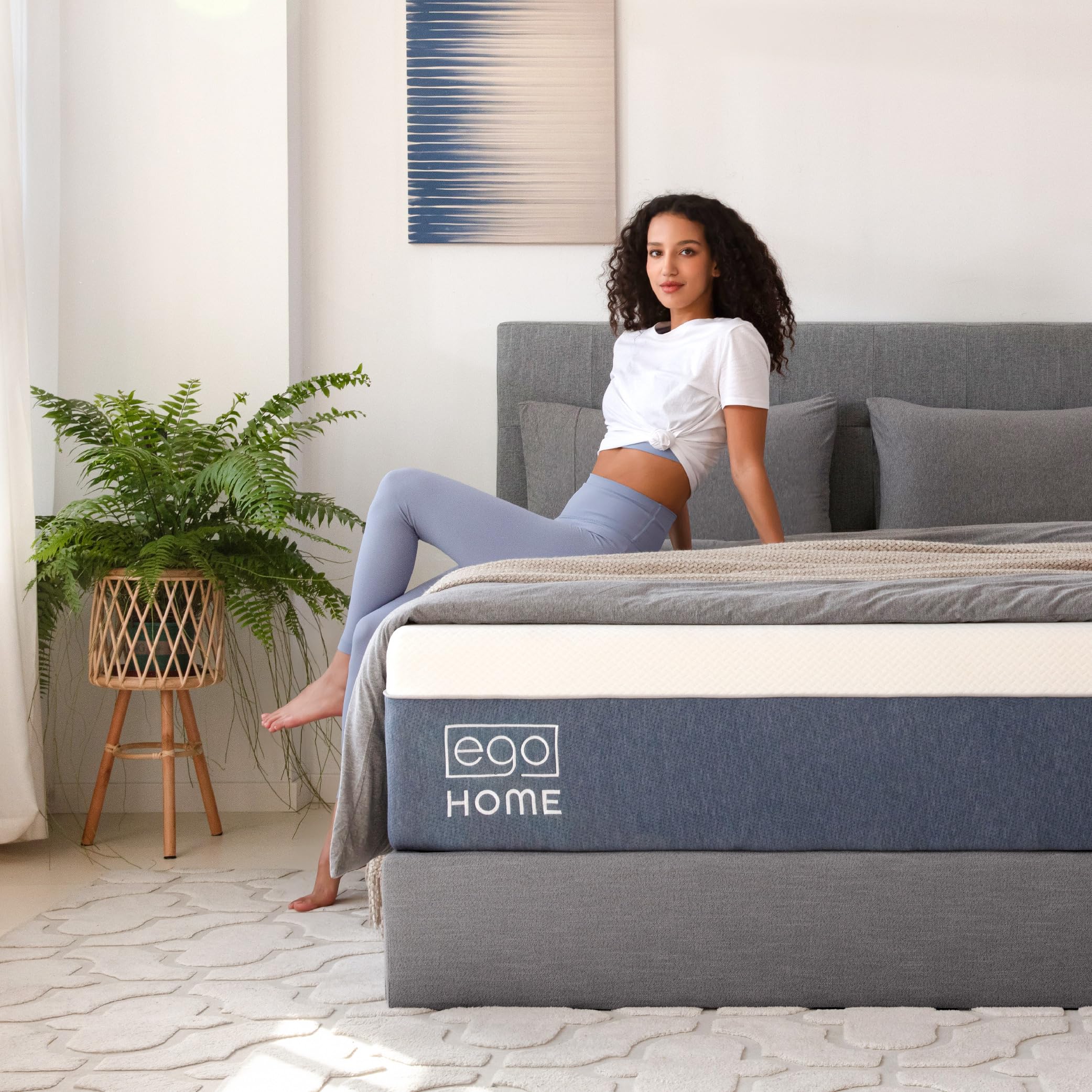 EGOHOME Full Mattress 14 Inch, Bamboo-Charcoal Memory Foam Mattress Bed in a Box, Cooling Gel Infused Mattress Made in USA, Medium Firm Mattress, CertiPUR-US Certified,54"x75"x14", White