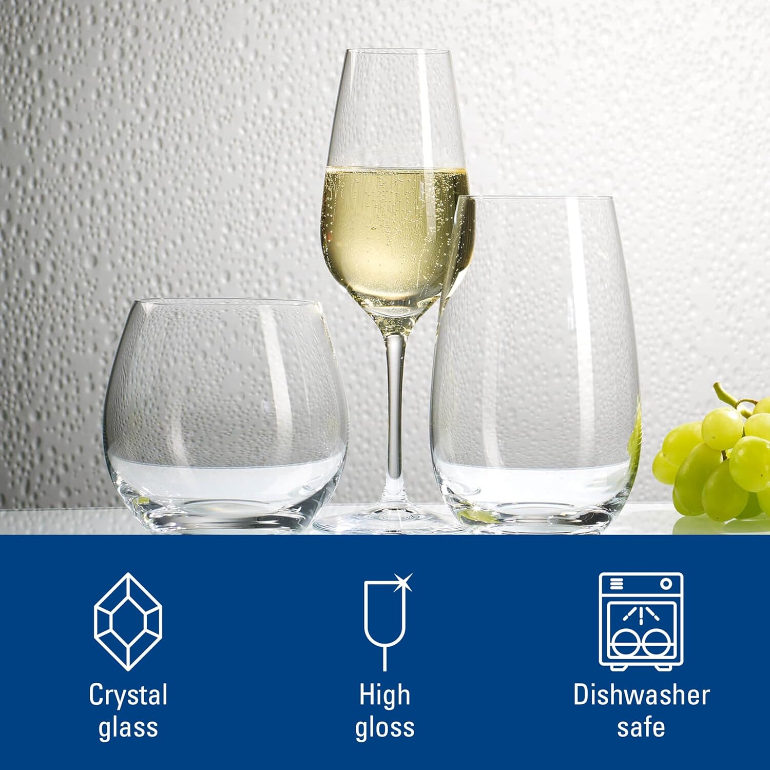 Villeroy & Boch Entrée Stemless Red Wine Glass Set of 4, Crystal Glass, Dishwasher Safe Construction, 19.25 Ounce Capacity