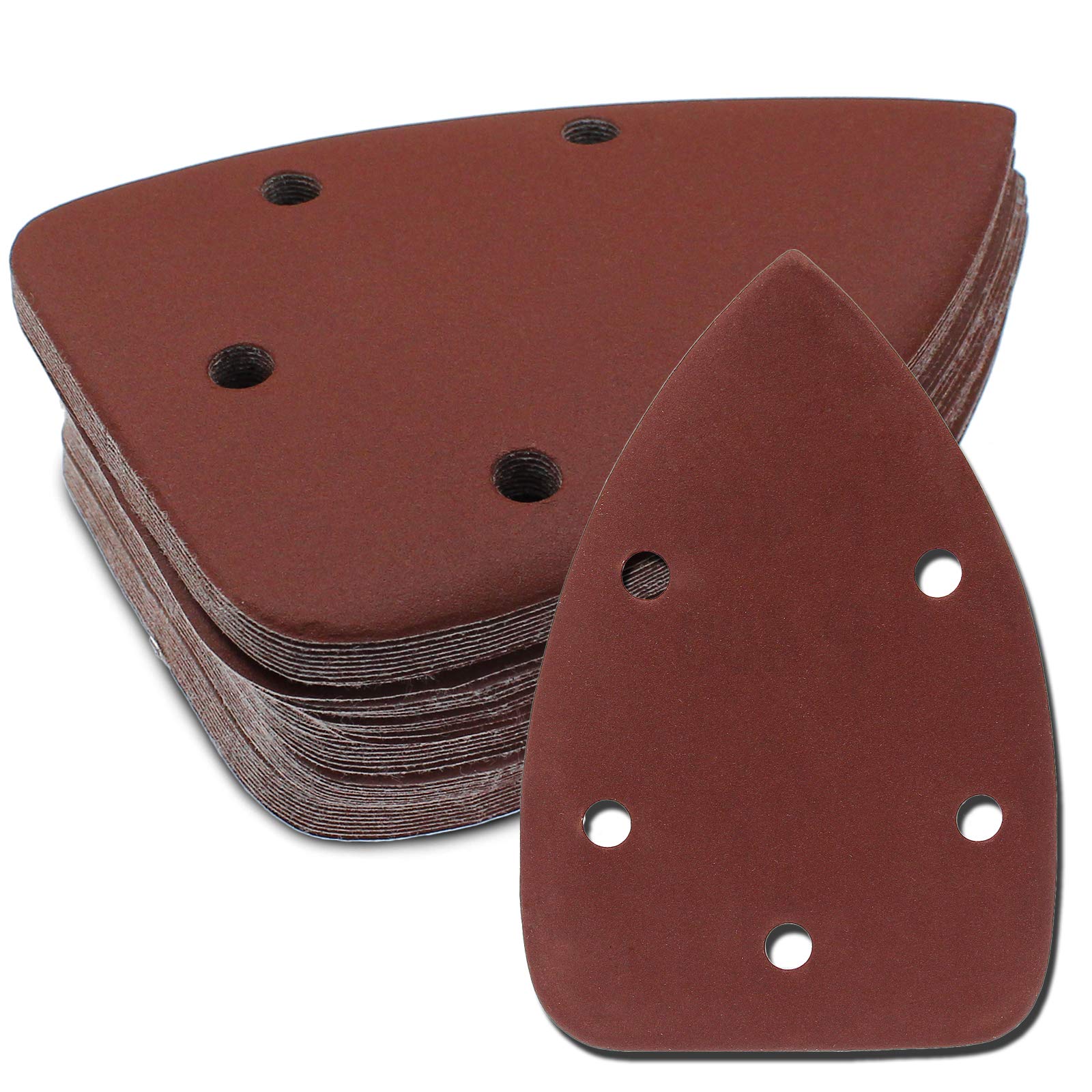 Cionyce 50 Pcs 400 Grit Mouse Detail Sander Sandpaper 5 Hole Mouse Sandpaper Hook and Loop Sander Pads Sanding Sheets for 140mm Sanding Machine